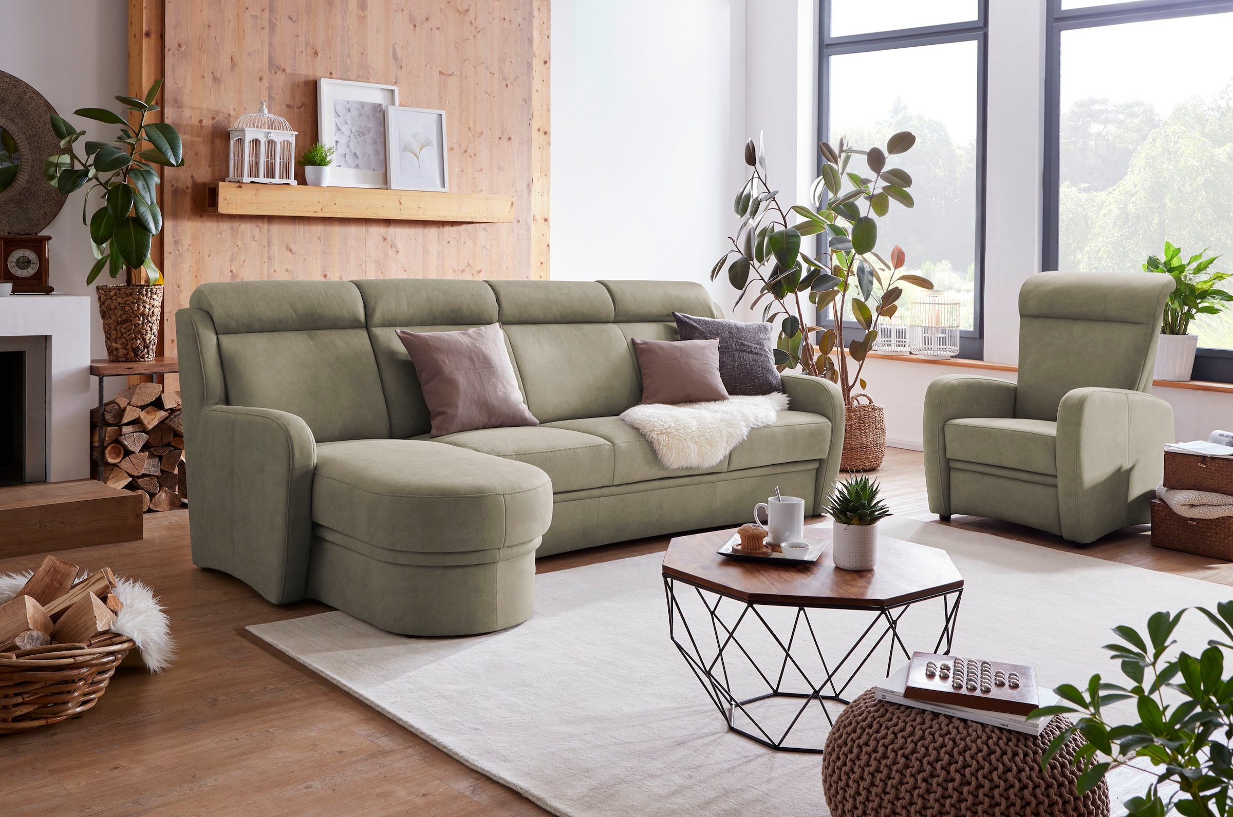 VILLA BECK Ecksofa "Varese L-Form", (2 St.), Kopfteilverstellung, wahlweise günstig online kaufen