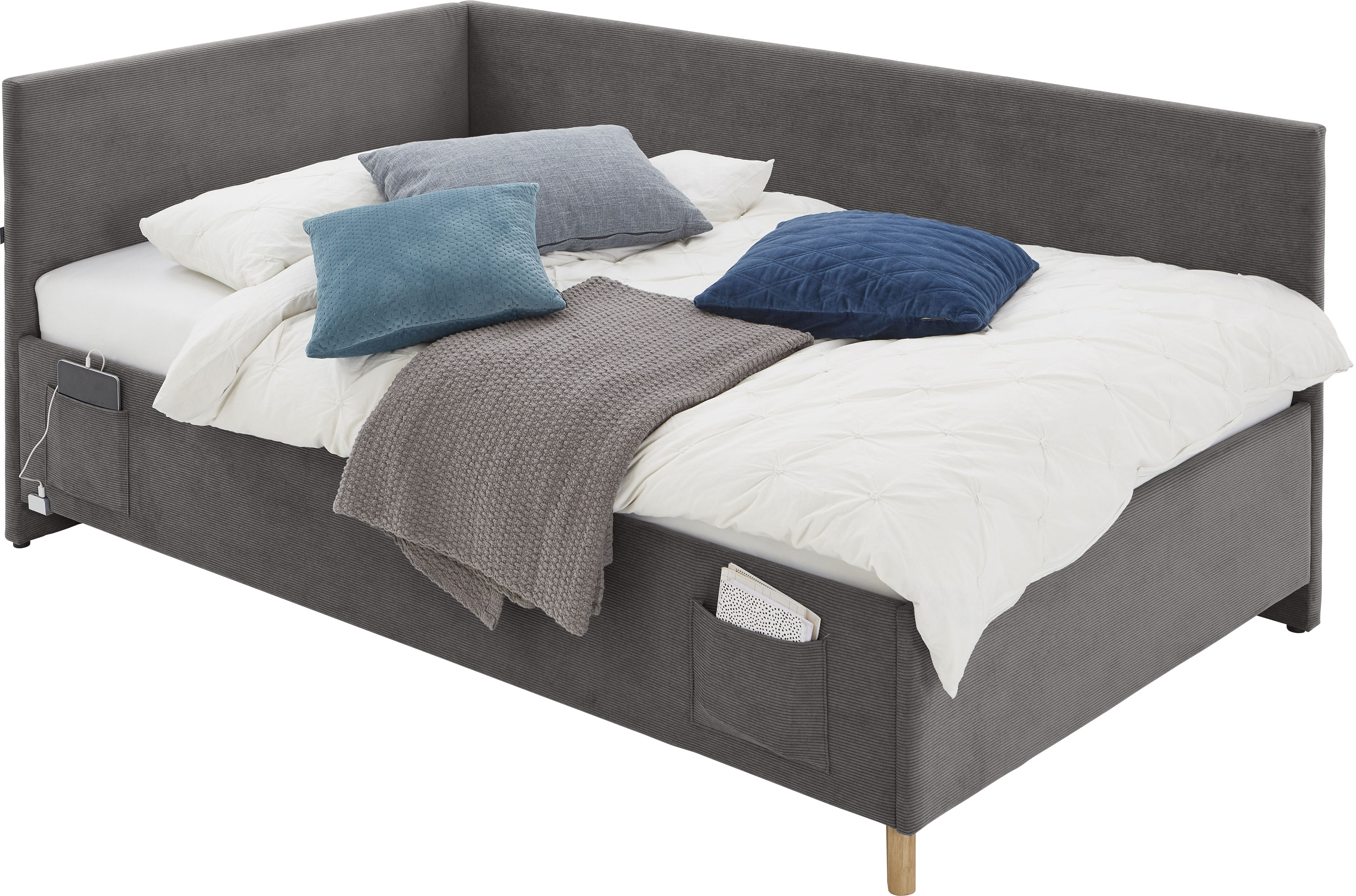 meise.möbel Kinderbett "COOL II" Polsterbett wahlweise mit Bettkasten, Jugendbett inkl. USB Anschlüsse