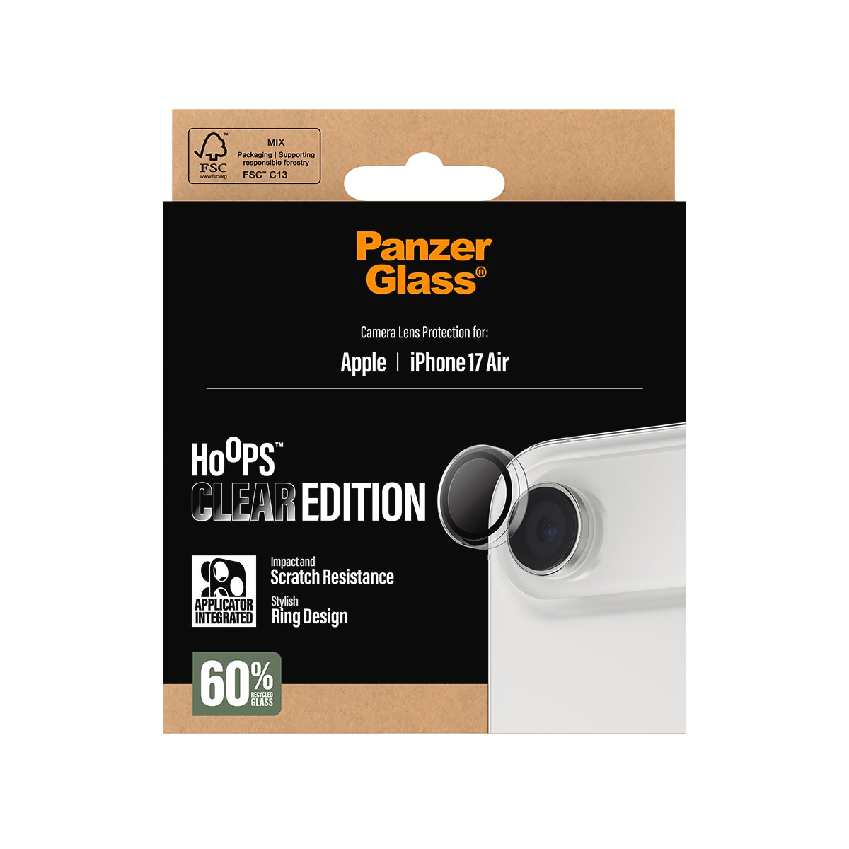 CARE by PanzerGlass Kameraschutzglas »Hoops Camera Lens Protector«, für Apple iPhone Air, Kameraschutz,Linsenschutz,Objektivschutz, kratz- & stoßfest
