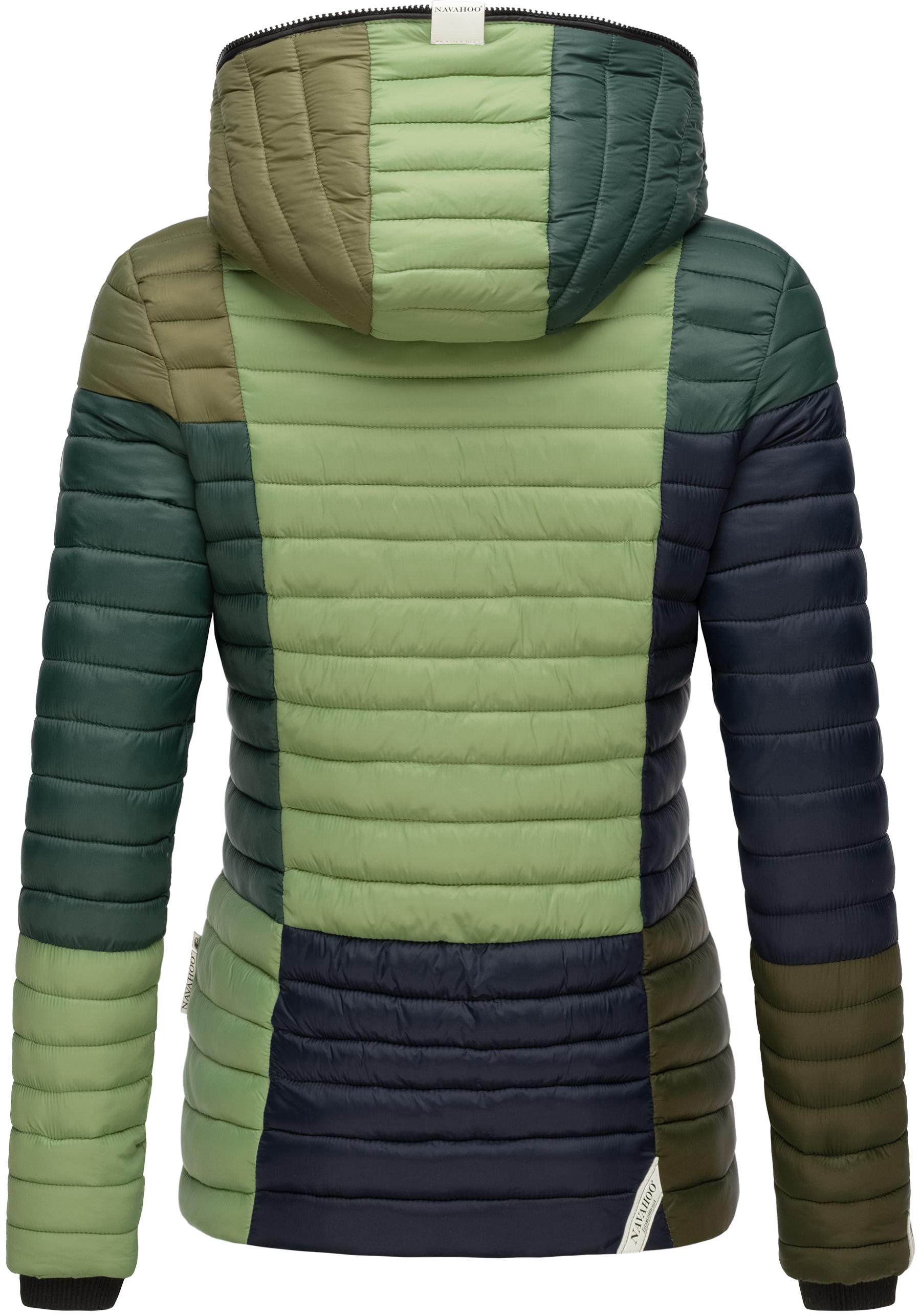 Thumbnail - Navahoo Steppjacke "Multikulti" mit Kapuze stylische Colorblocking Übergangsjacke m. Kapuze