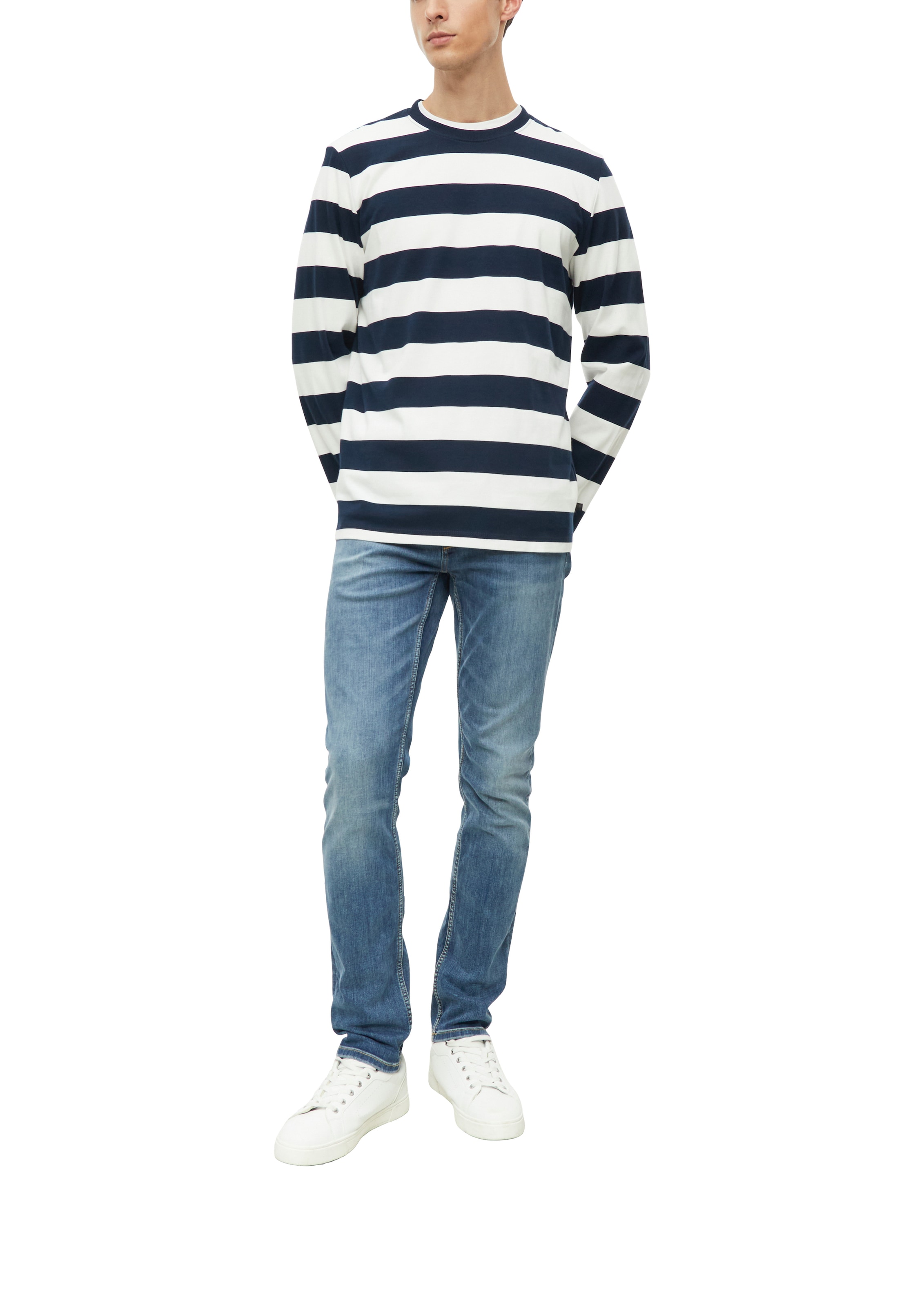 s.Oliver Langarmshirt im Streifen-Look / Baumwolle / Rundhals