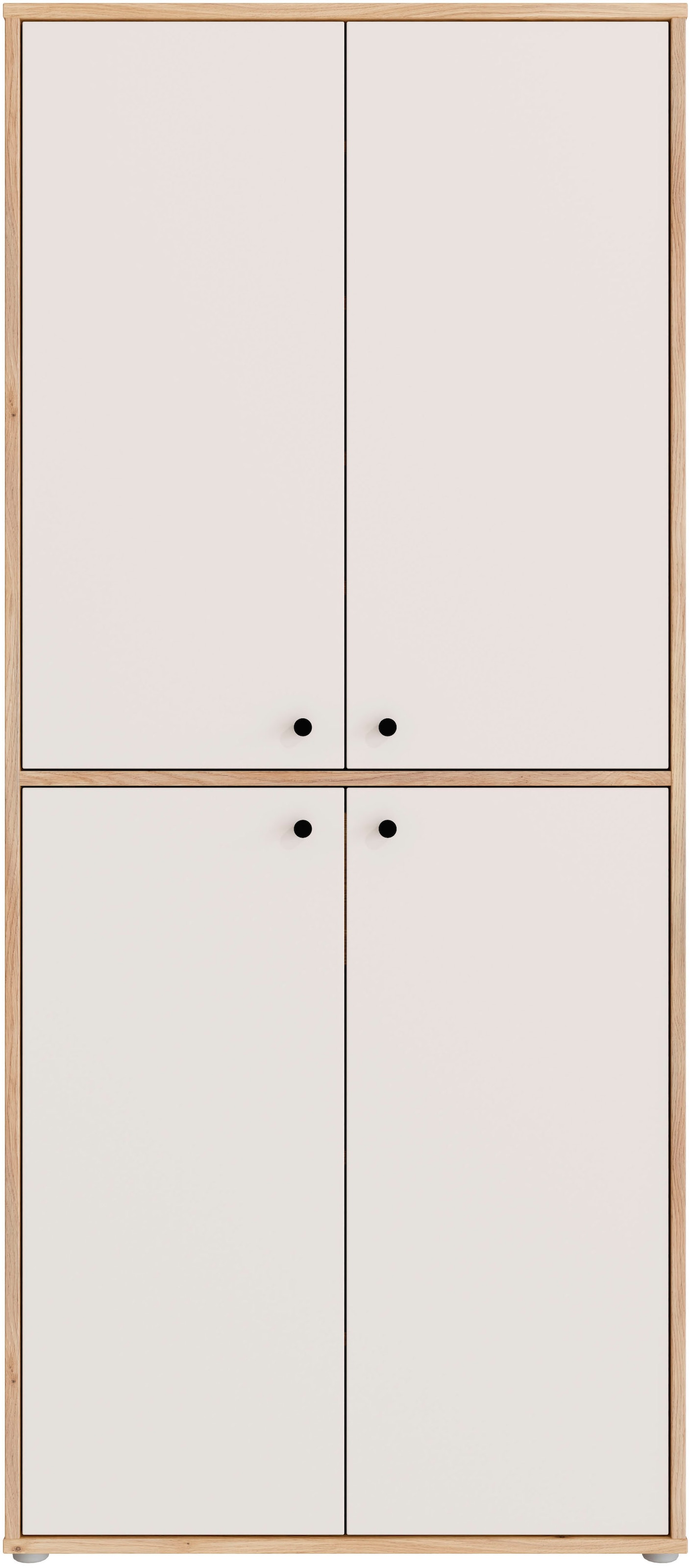 FORTE Schuhschrank Metallgriffe Schwarz, Soft Close, Vollauszug