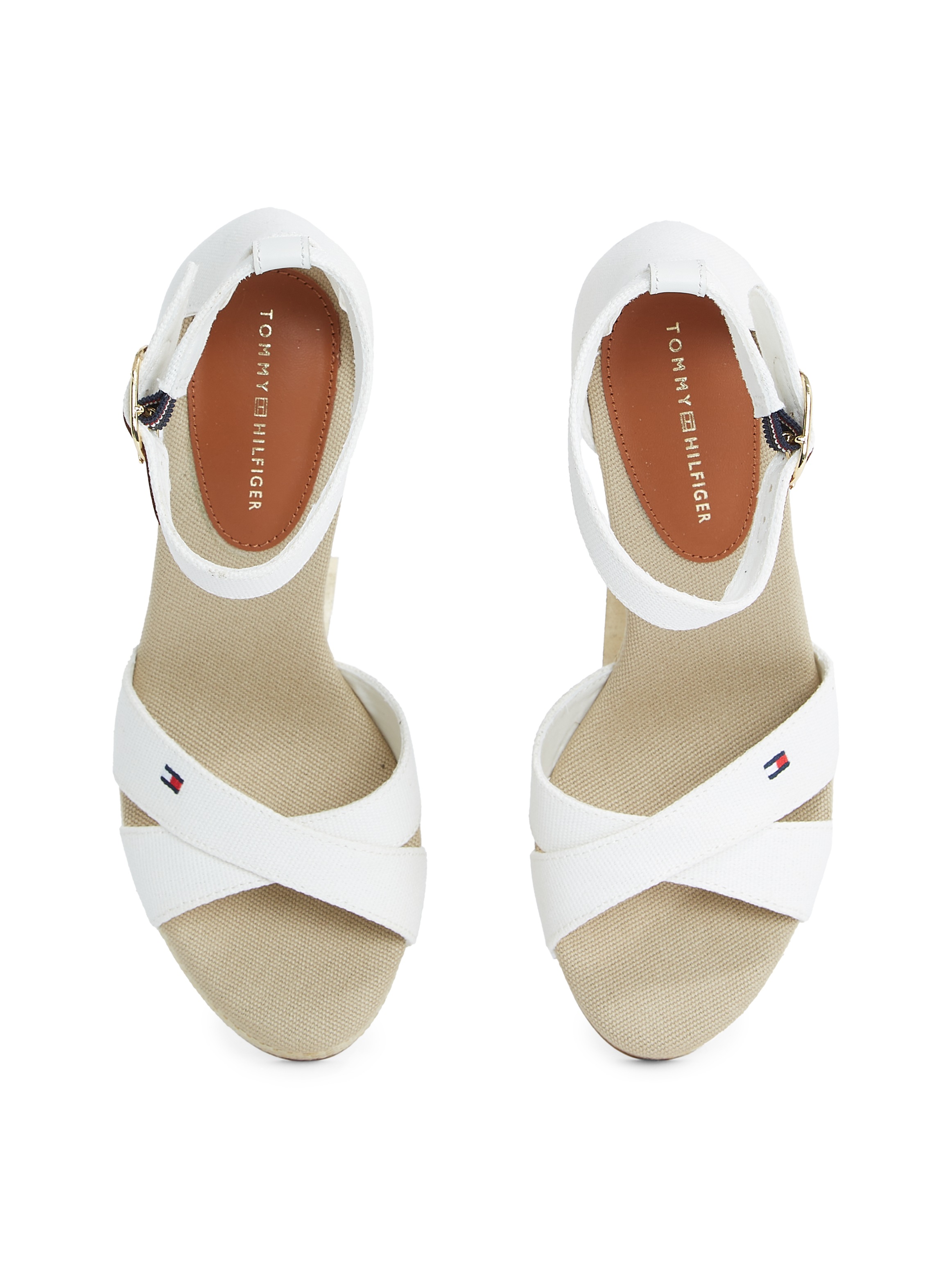 Tommy Hilfiger High-Heel-Sandalette »FLAG HIGH WEDGE ESPAD CRISSCROSS«, Riemchensandale, Sommerschuh, Keilsandalette, verstellbarer Schnalle