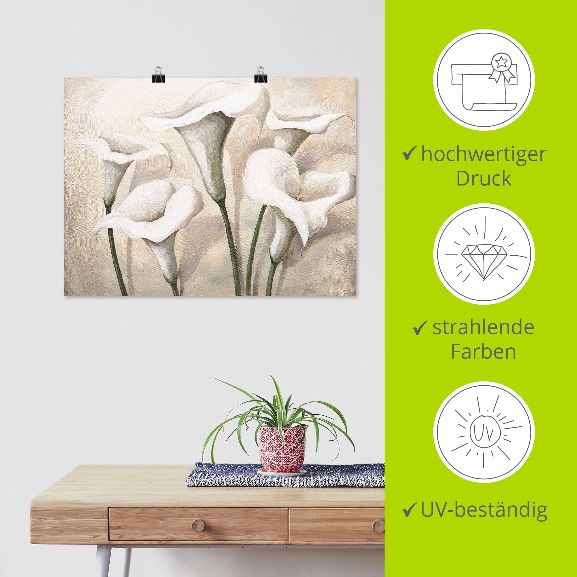 Artland Wandbild »Callas I«, Blumen, (1 St.), als Leinwandbild, Poster, Wandaufkleber in verschied. Größen