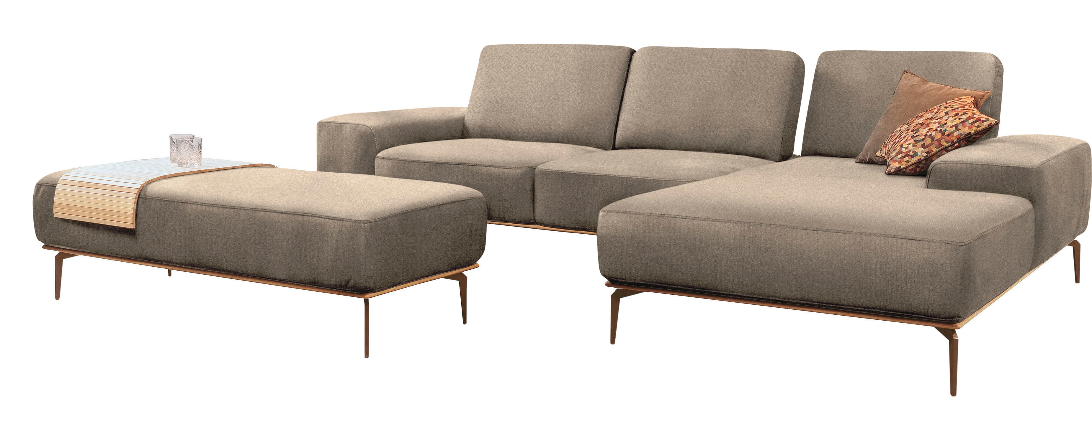 Thumbnail - W.SCHILLIG Ecksofa "run, Designsofa mit tollem Sitzkomfort, bequem, L-Form", mit Holzsockel, Füße in Bronze pulverbeschi...