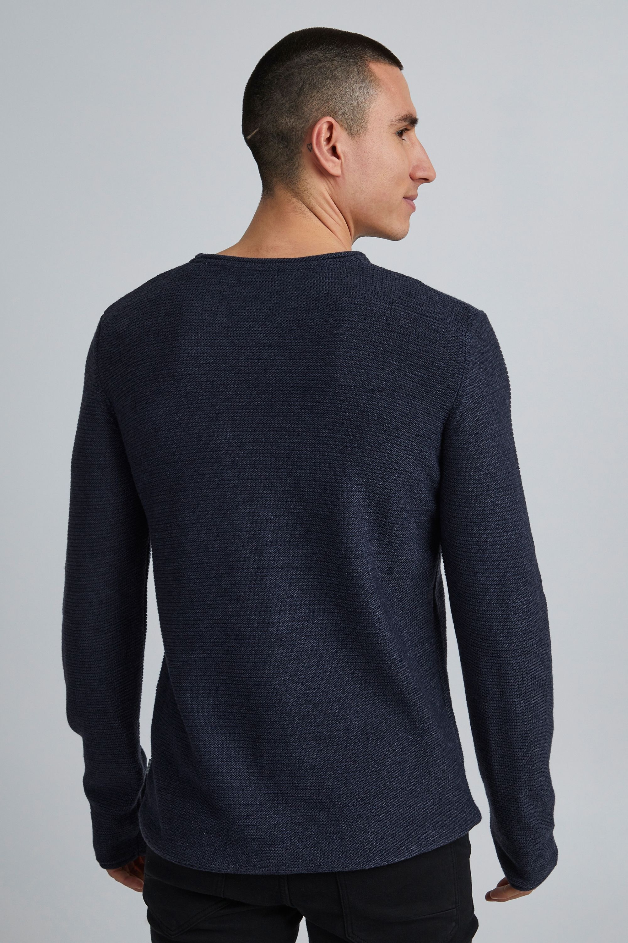 !solid Strickfleece-Pullover SOLID "Strickpullover SDJarah", Herren, Gr. XXL, blau (ocean cavern melange), Obermaterial: 50% Baumwolle CO. 50% Polyacryl PAN., Pullover 3