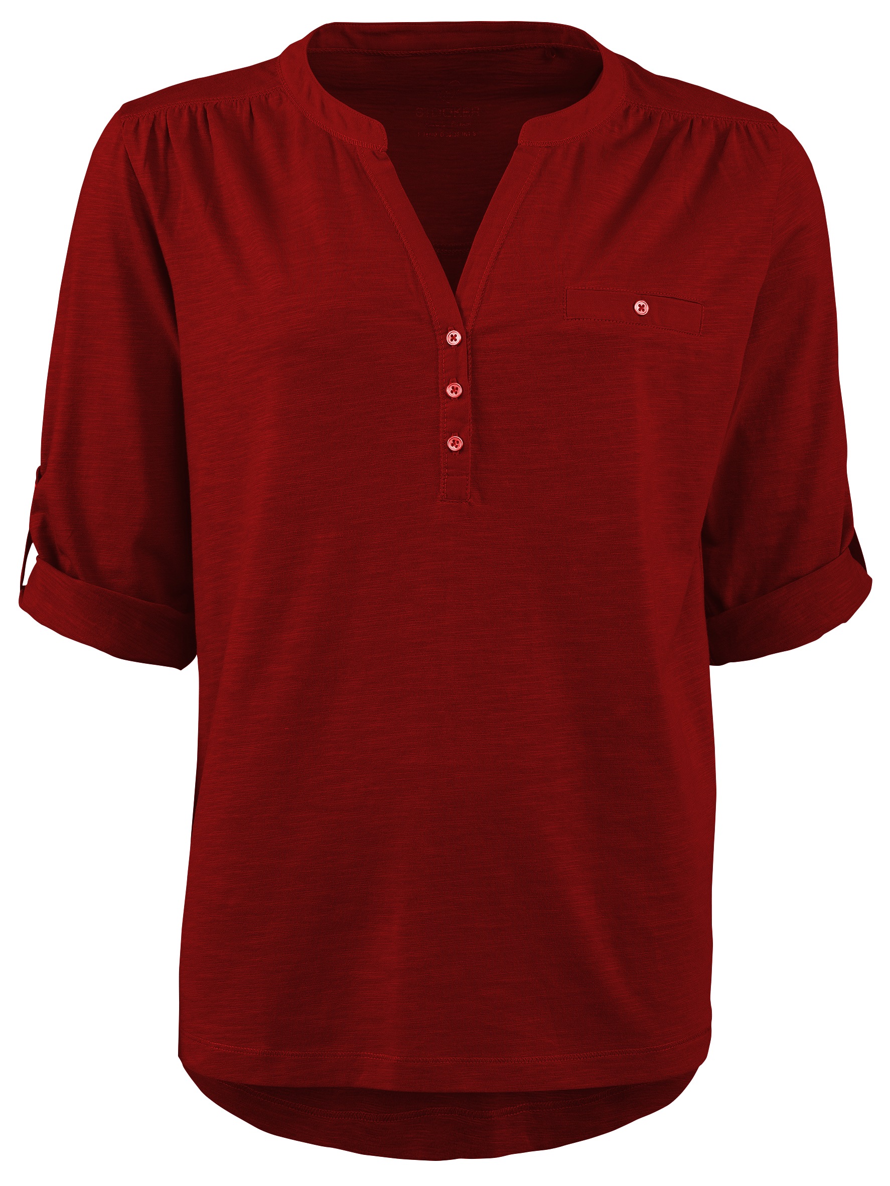 STOOKER WOMEN 3/4-Arm-Shirt »MARIE T-Shirt 3/4 - Arm« Regular Fit Slub Yarn Baumwolle Henley Shirt Knopfleiste für Damen