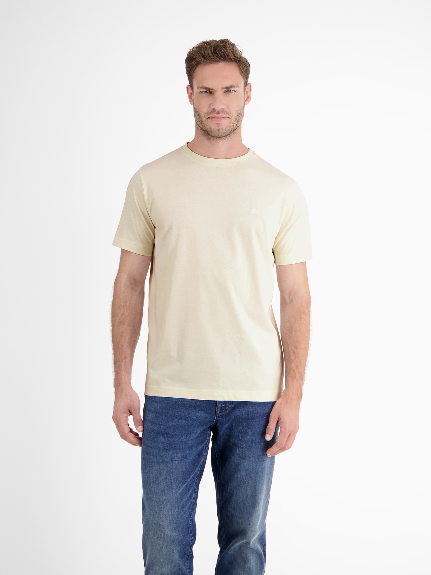 LERROS T-Shirt "Basic T-Shirt mit Logostitch, unifarben" günstig online kaufen