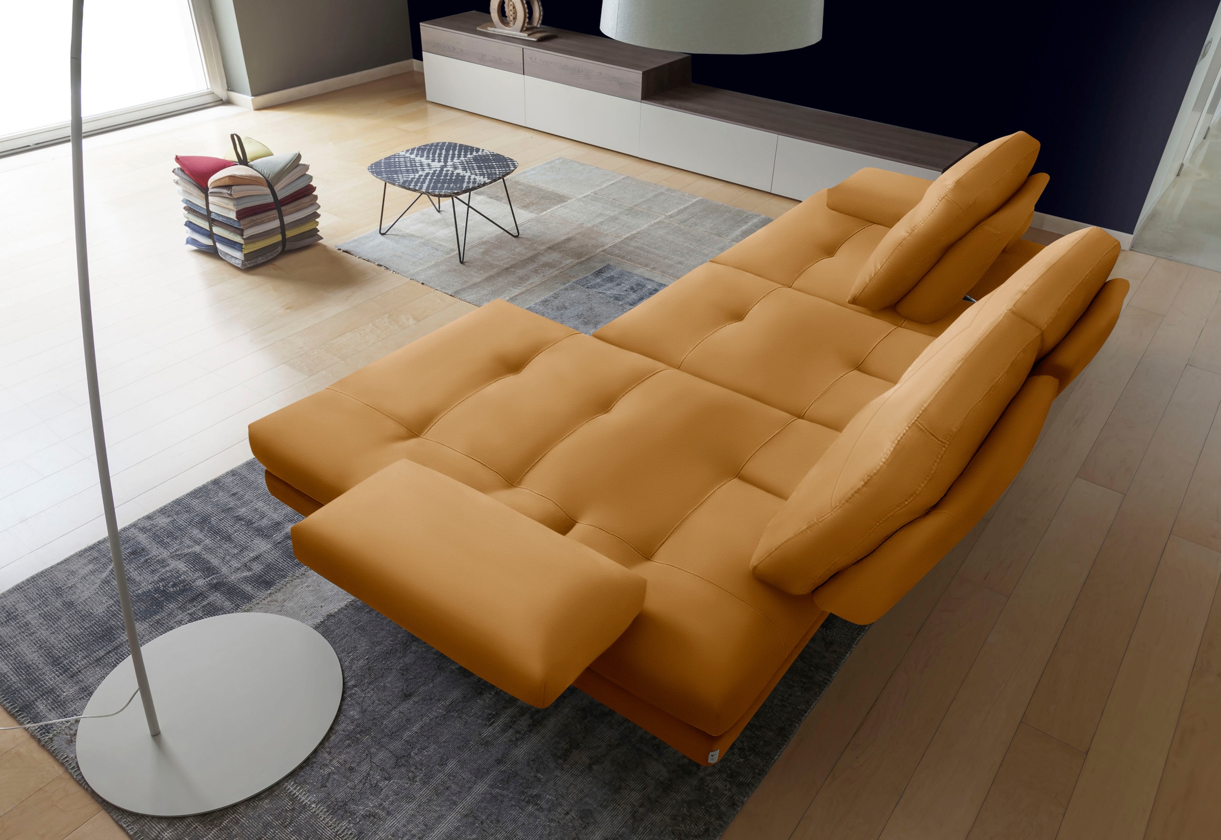 CALIA ITALIA Ecksofa »Toby Wing, L-Form, Designsofa mit sensationellem Sitzkomfort«, inklusive Sitztiefenverstellung, Füße in chrom glänzend