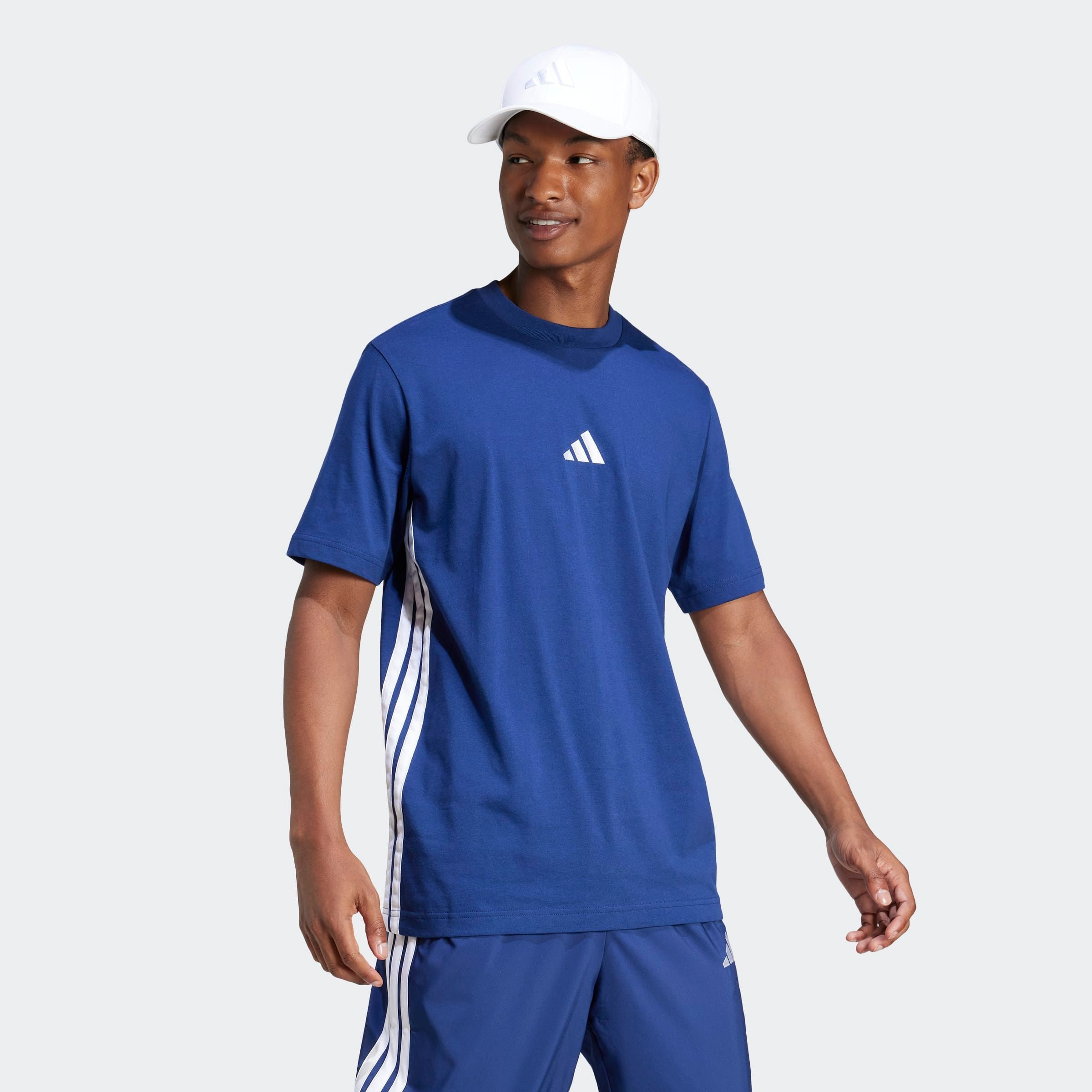 adidas Sportswear T-Shirt "ESSENTIALS 3-STREIFEN SINGLE JERSEY" mit Rundhalsausschnitt, ohne Verschluss, aus Baumwolle