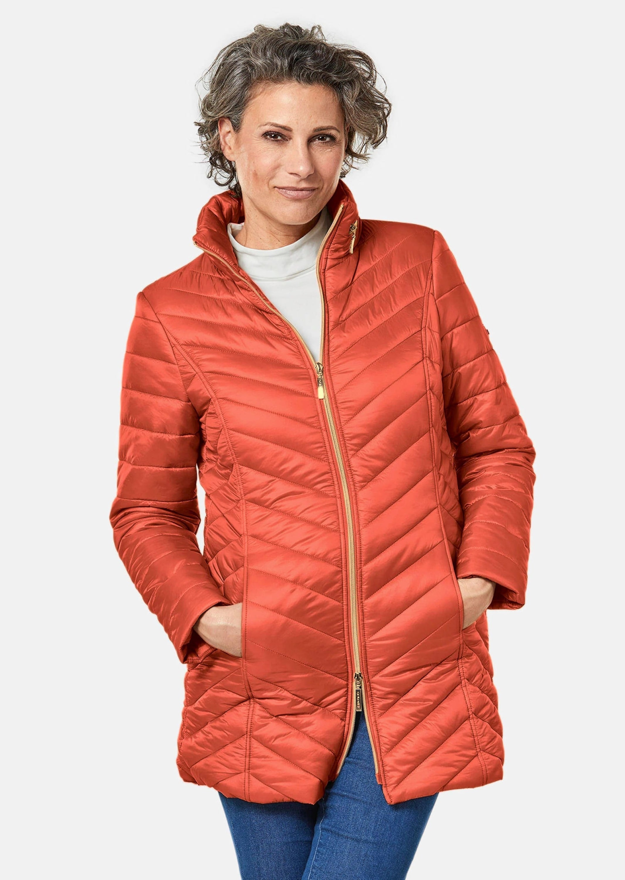 GOLDNER Kurzjacke »Longsteppjacke Figurschmeichelnde, leichte Longsteppjacke«
