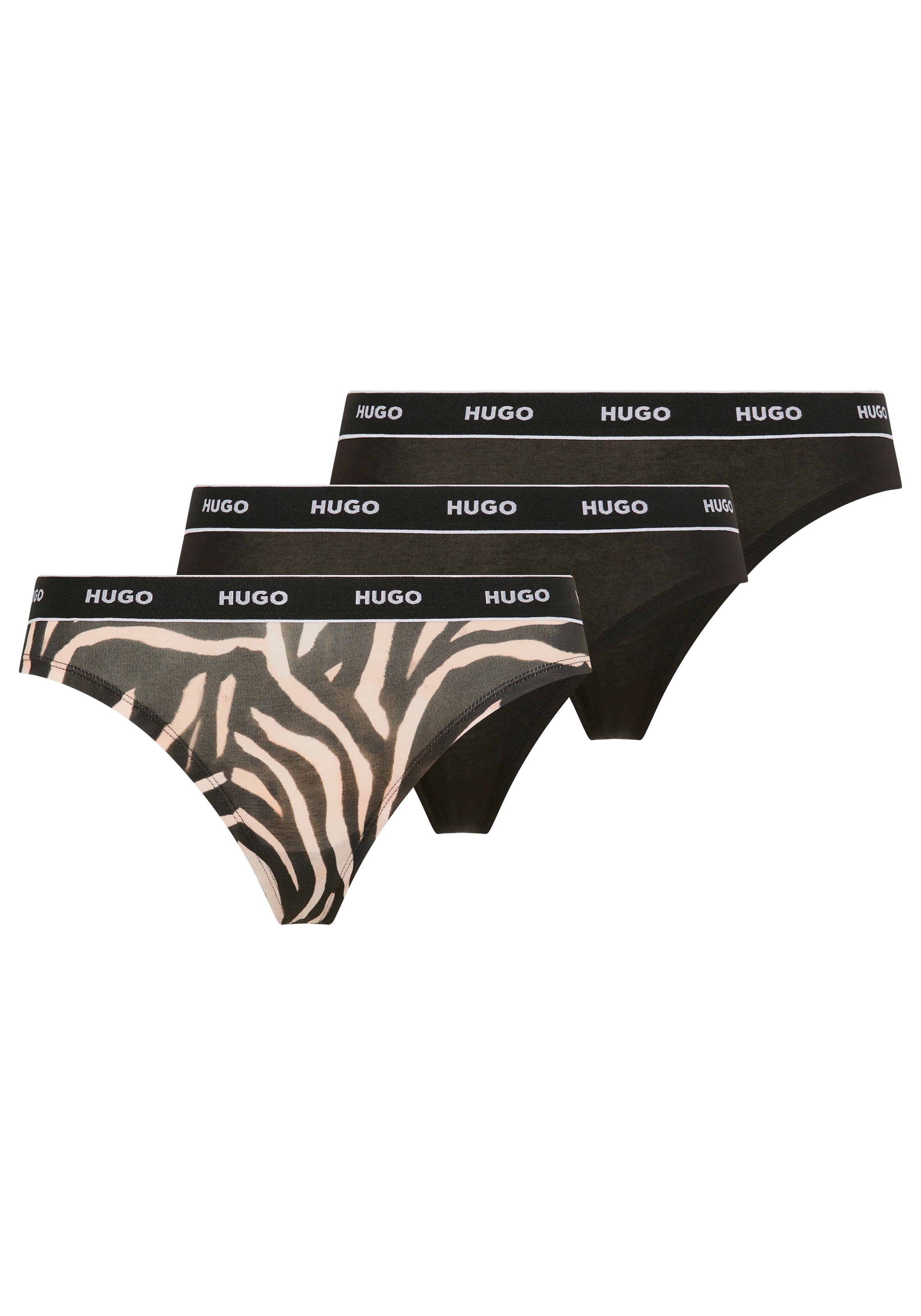 HUGO Underwear String "TRIPLET THONG DESIGN" 3 Stk. wiederholendes Logo am Bund