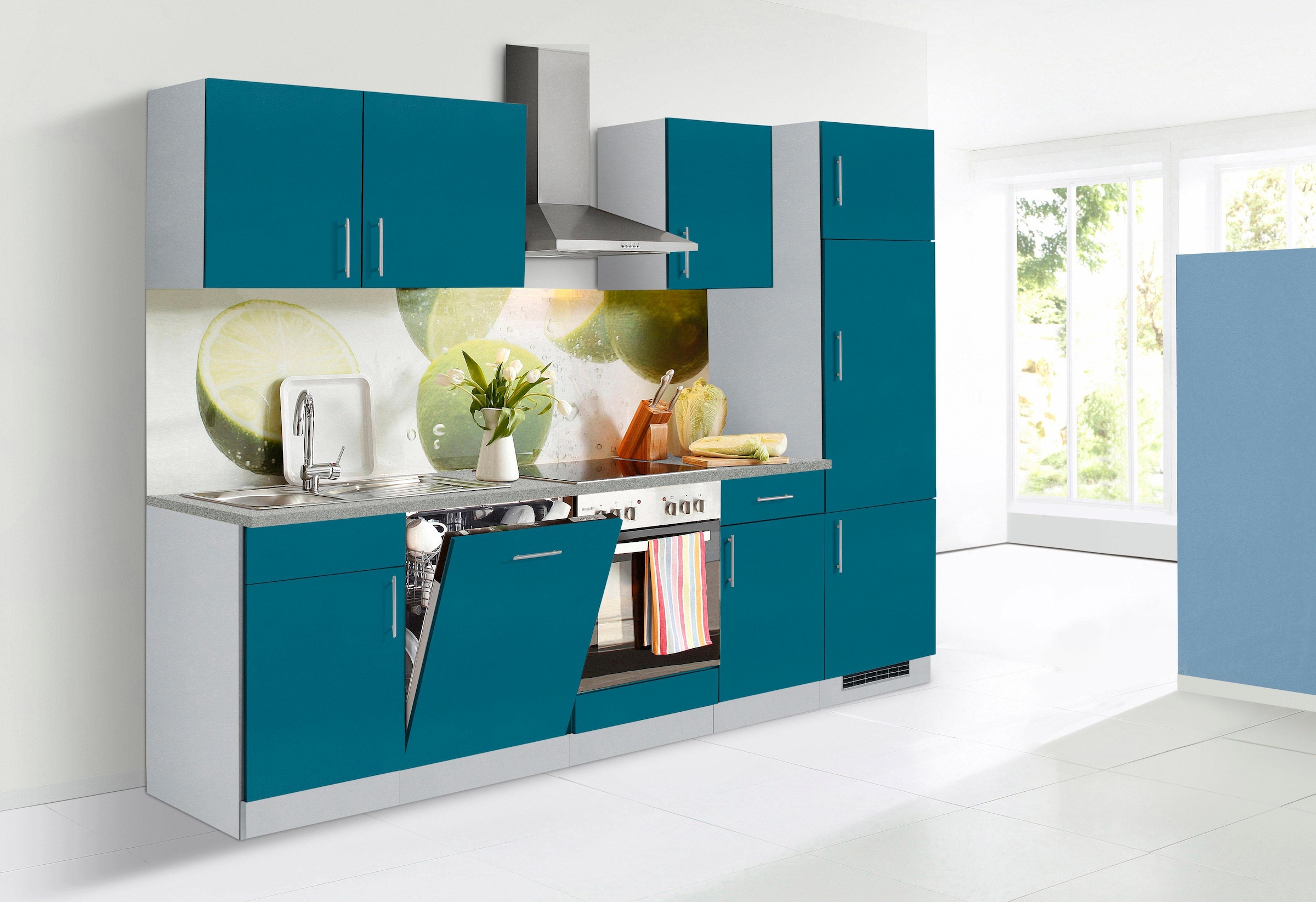 wiho Küchen Küchenzeile »Kiel«, mit kaufen 280 cm | BAUR E-Geräten, Breite