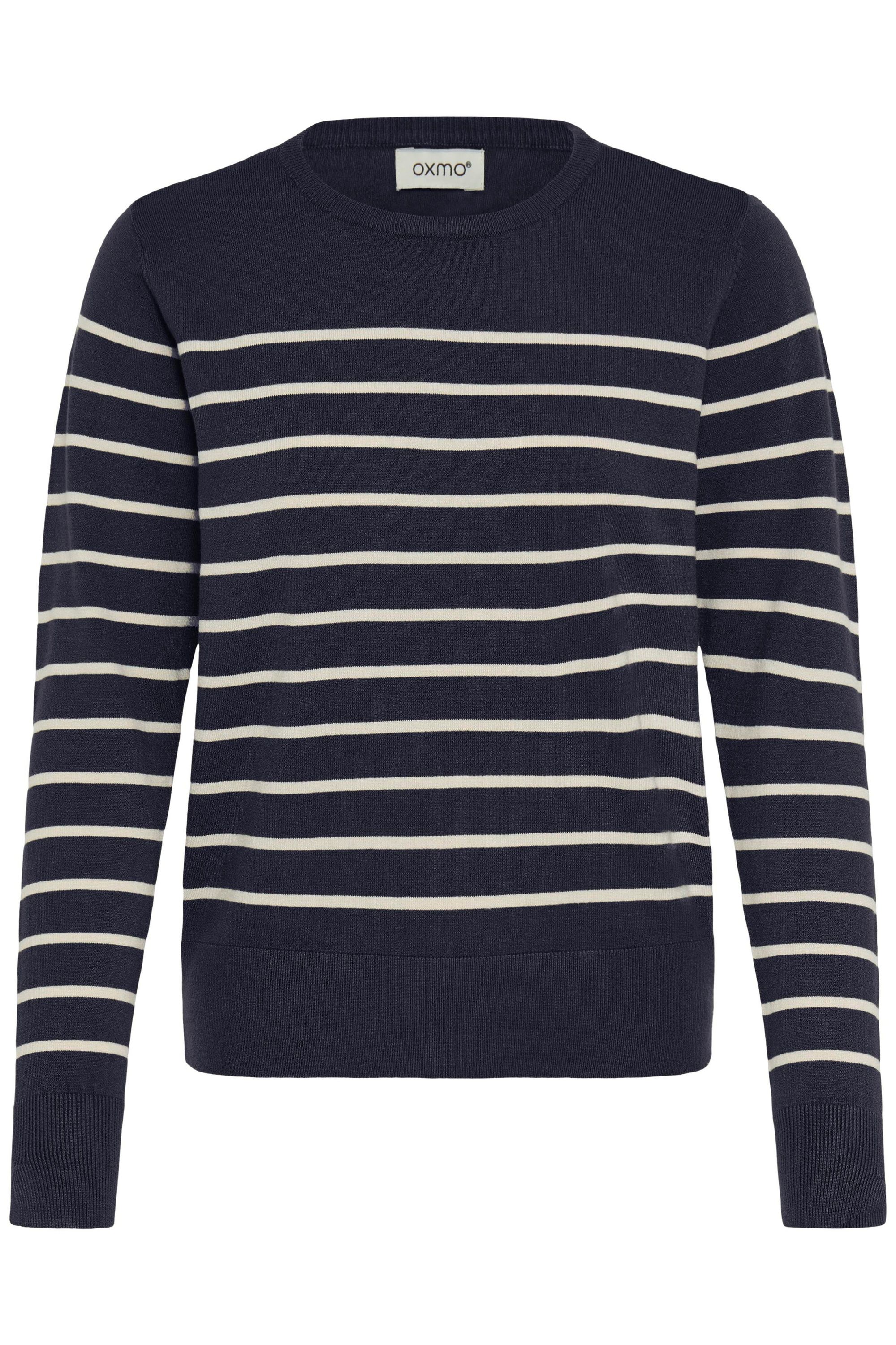Strickfleece-Pullover OXMO "Strickpullover OXFKEANA", Damen, Gr. XL, blau (night sky mix), Obermaterial: 50% Viskose CV. 28% Polyester PES. 22% Nylon NY., Pullover