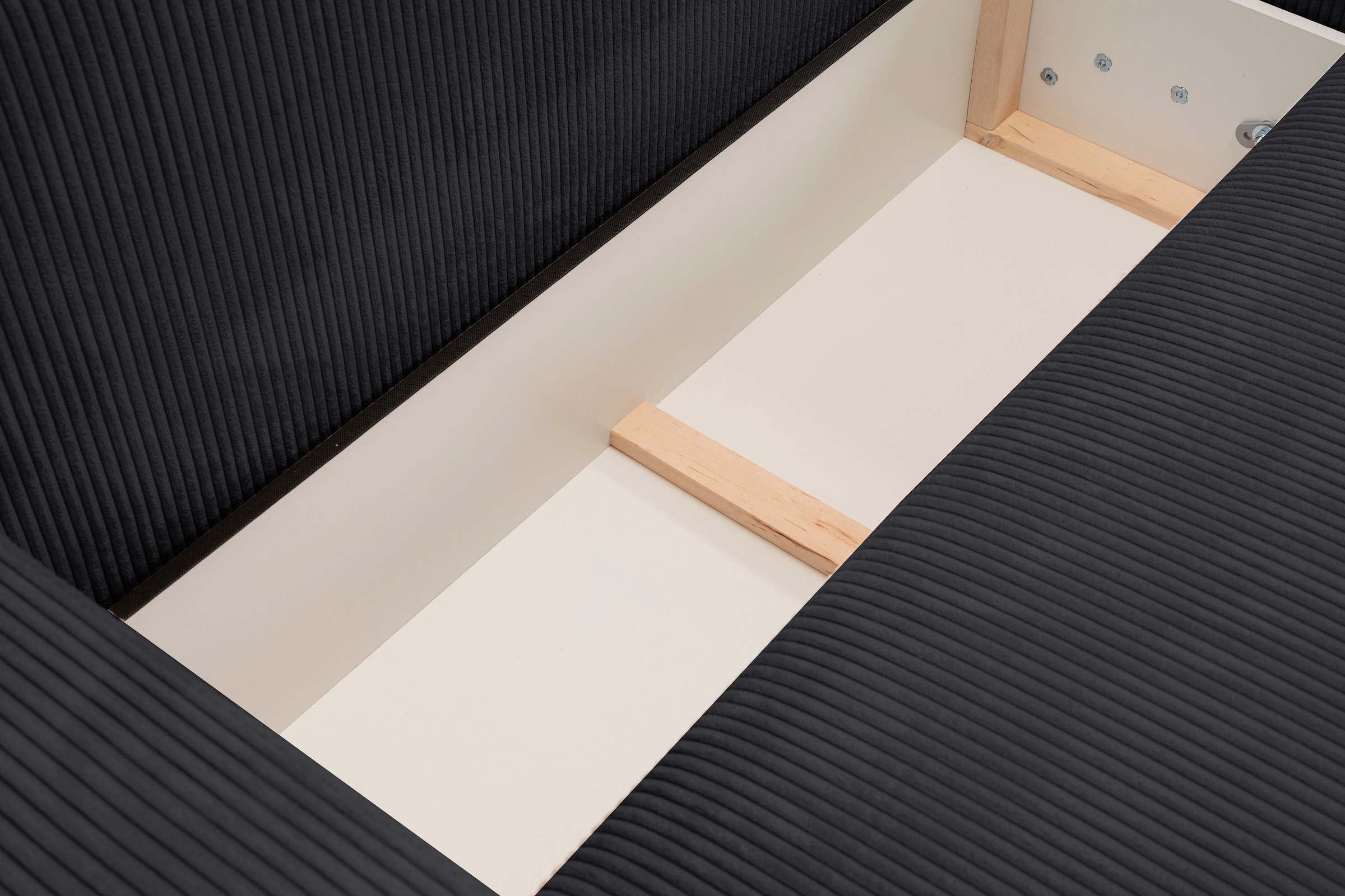 WERK2 Ecksofa »Rotterdam-L mit Bett & Bettkasten, urban Design, bequem, Cord« Cord, L-Form, Schlaffunktion, Bettkasten