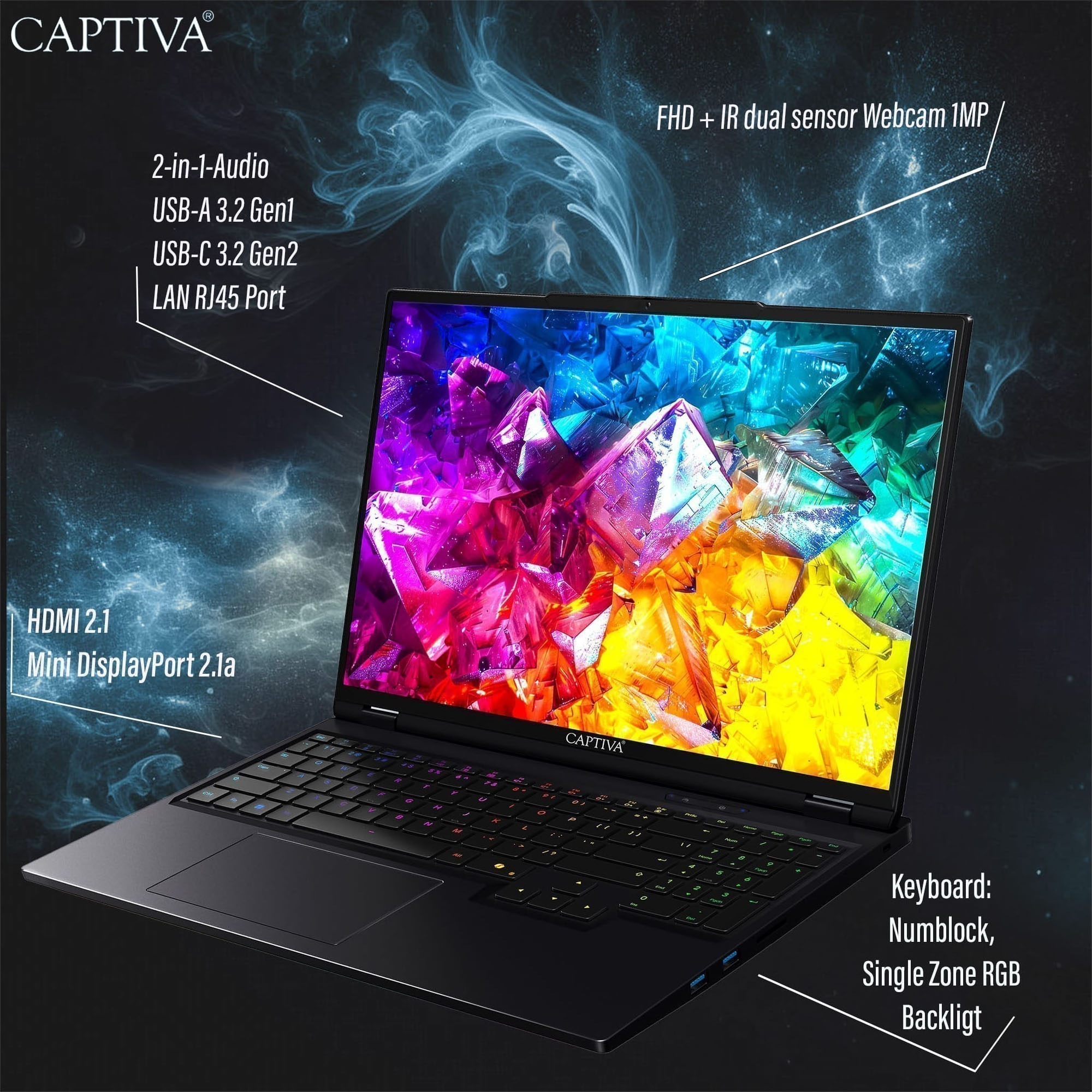 CAPTIVA Gaming-Notebook »Highend Gaming R10-1166GE« 40,6 cm / 16 ″ AMD Ryzen 9 GeForce RTX 5080 4.000 GB SSD