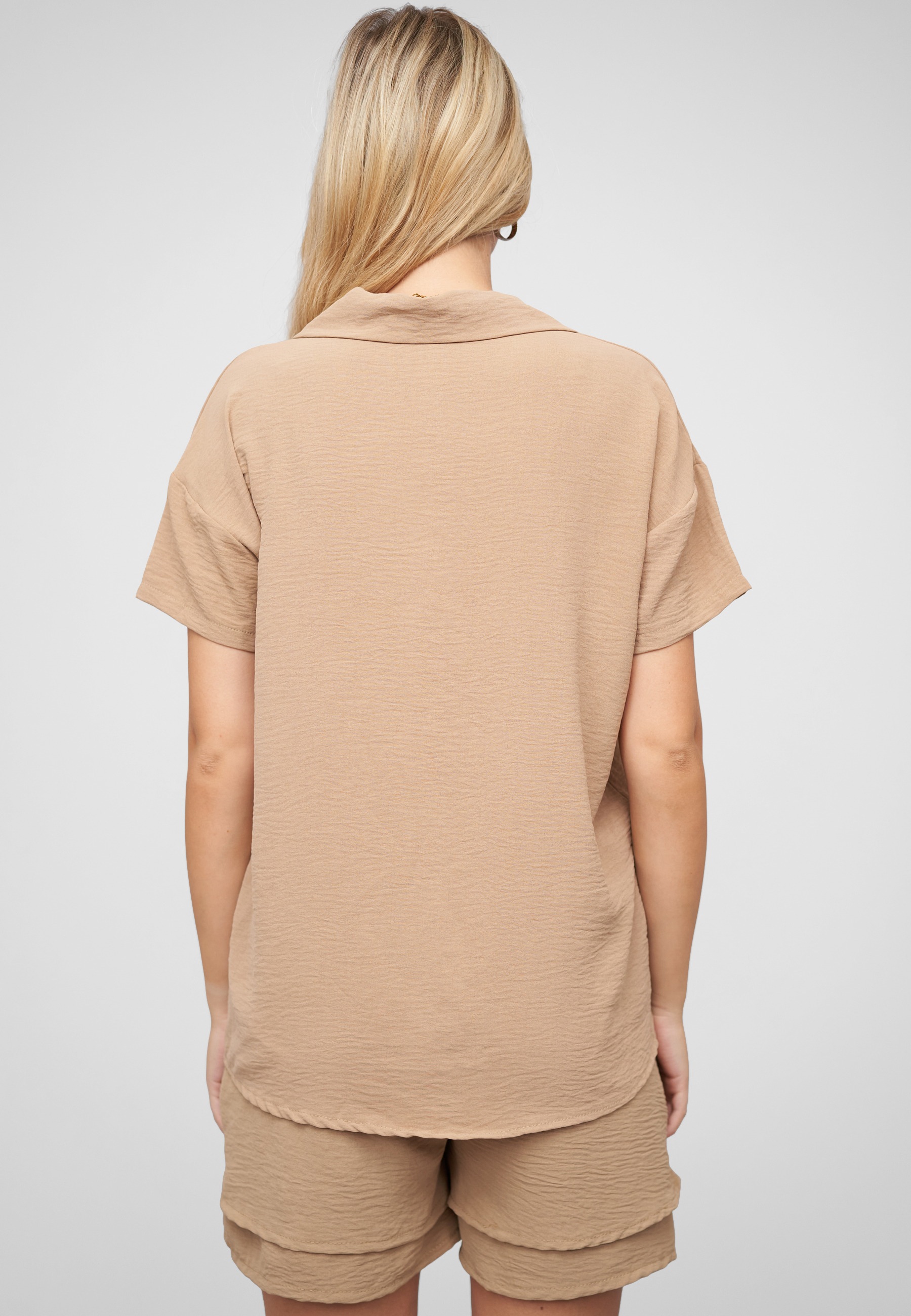 CLOUD 5IVE Kurzarmshirt »CLOUD 5IVE Musselin Kurzarm Hemd mit Knopfleiste und Brusttasche« 1 tlg.