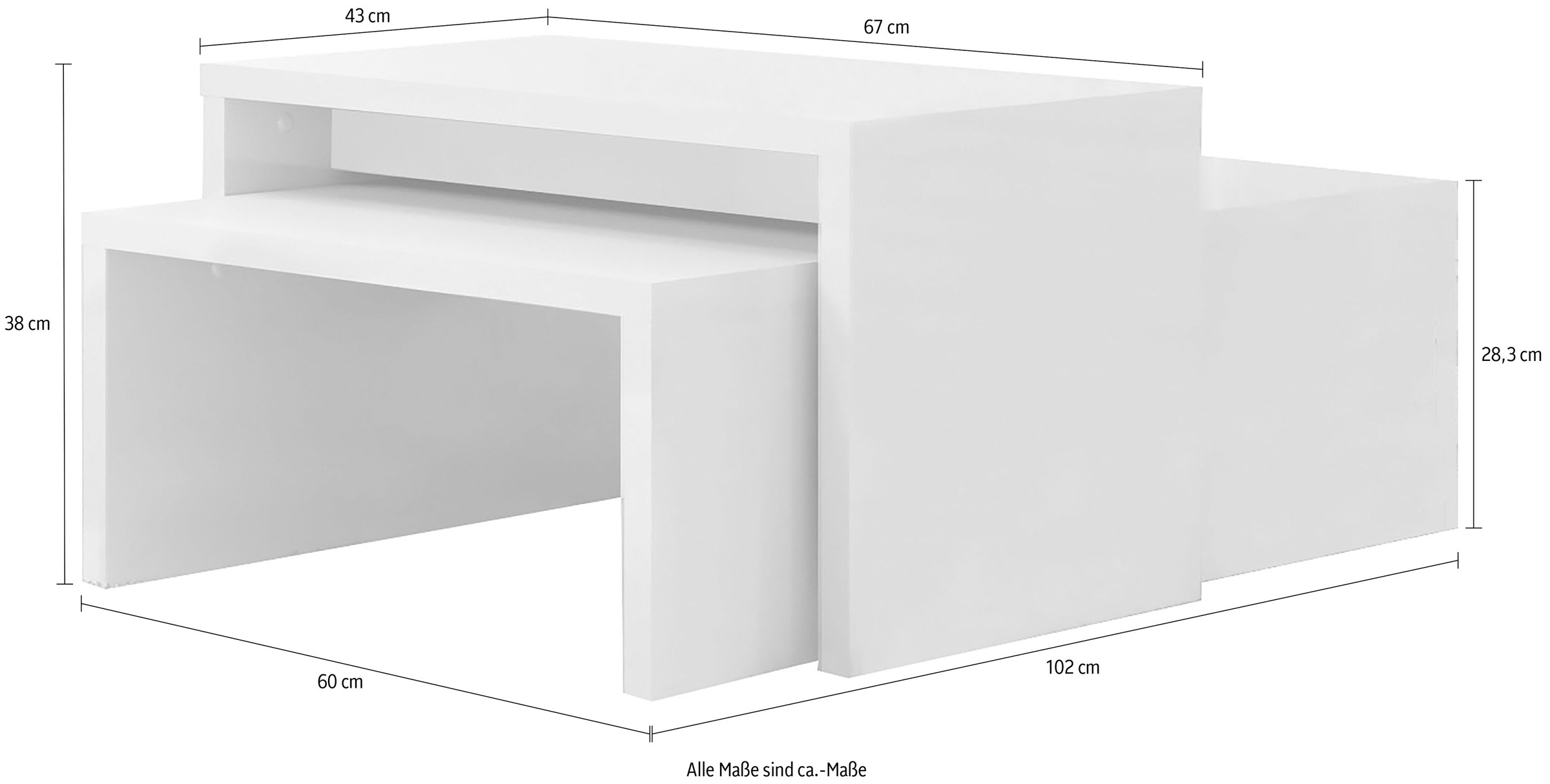 Places of Style Couchtisch "Piano", UV lackiert, 2-er Set günstig online kaufen