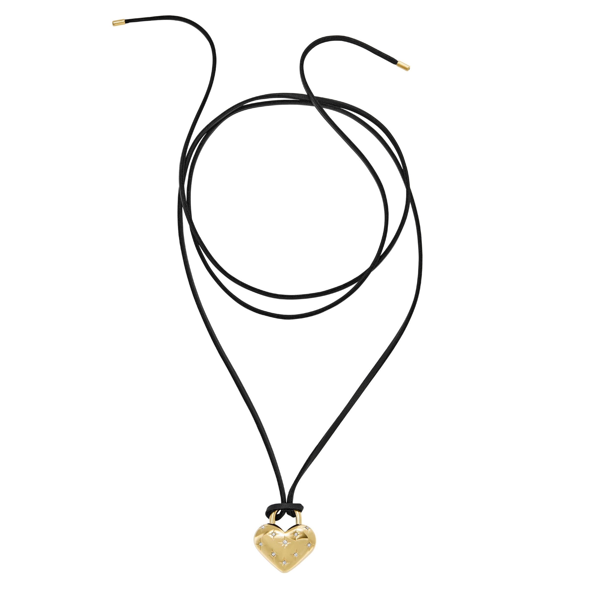 Fossil Kette mit Anhänger »Schmuck Geschenk Edelstahl Leder SADIE Herz, JF04830710«, mit Glasstein