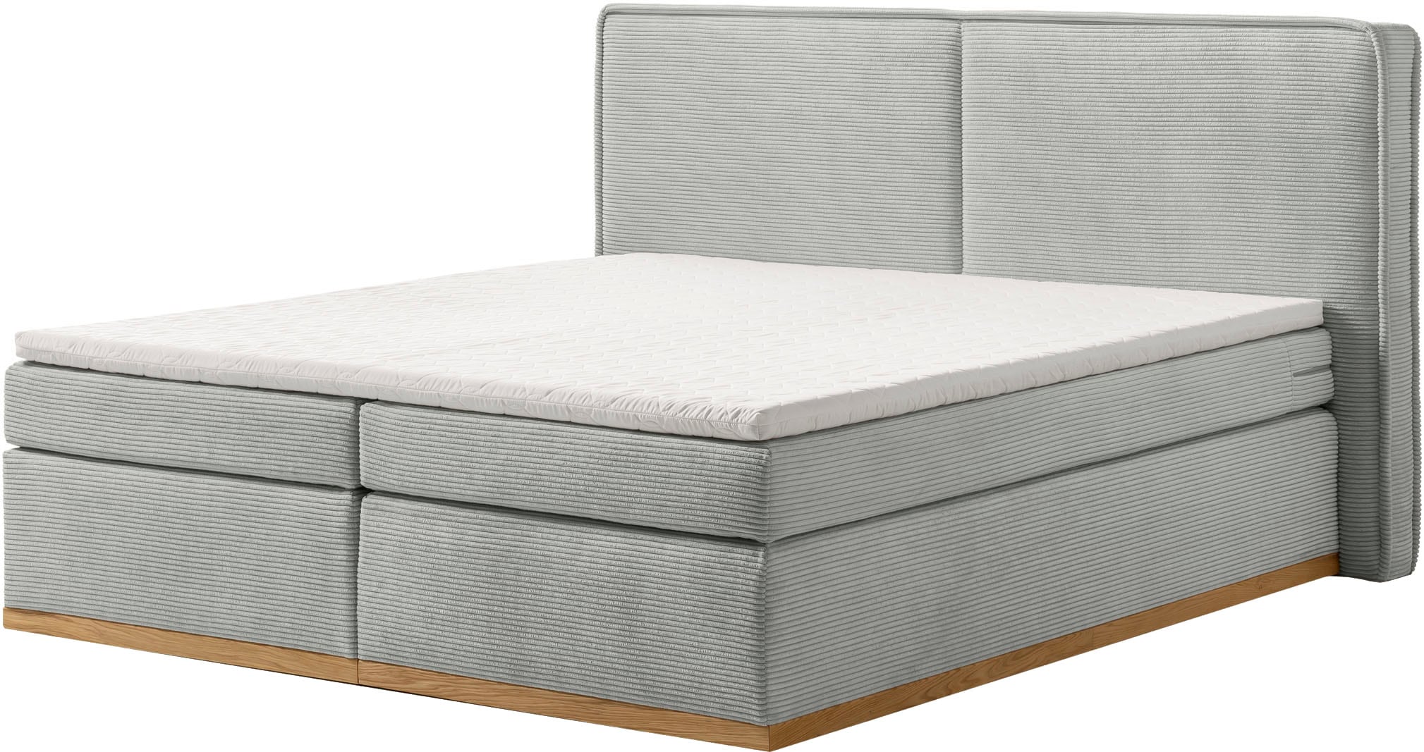 Home affaire Boxspringbett »SHERWOOD Hotelbett, Polsterbett«, Hochwertiger Cord,weiche Velours-Struktur, mit Topper, Eiche