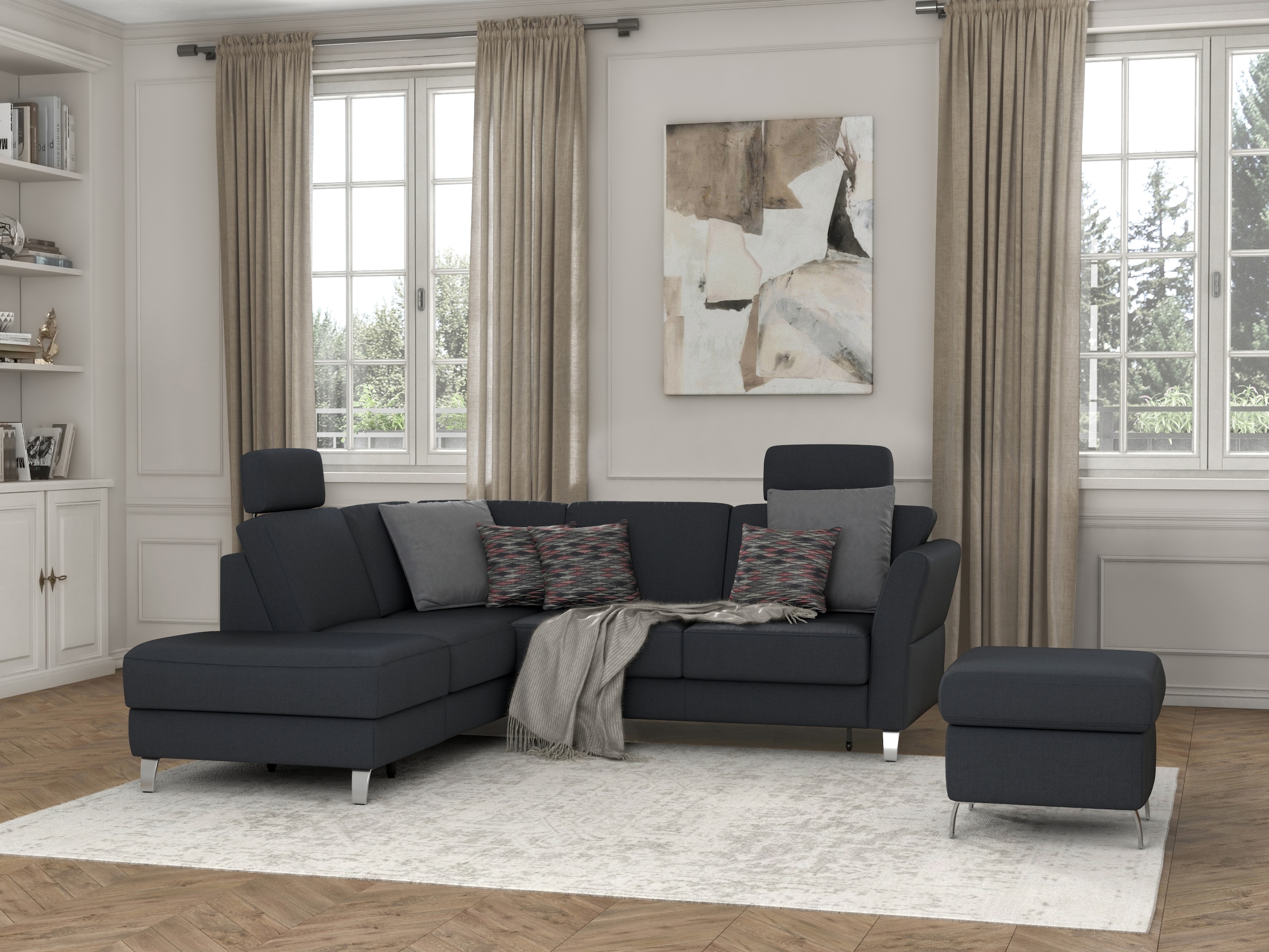 sit&more Ecksofa »Visby L-Form«, Wahlweise mit Bettfunktion und Stauraum, frei im Raum stellbar