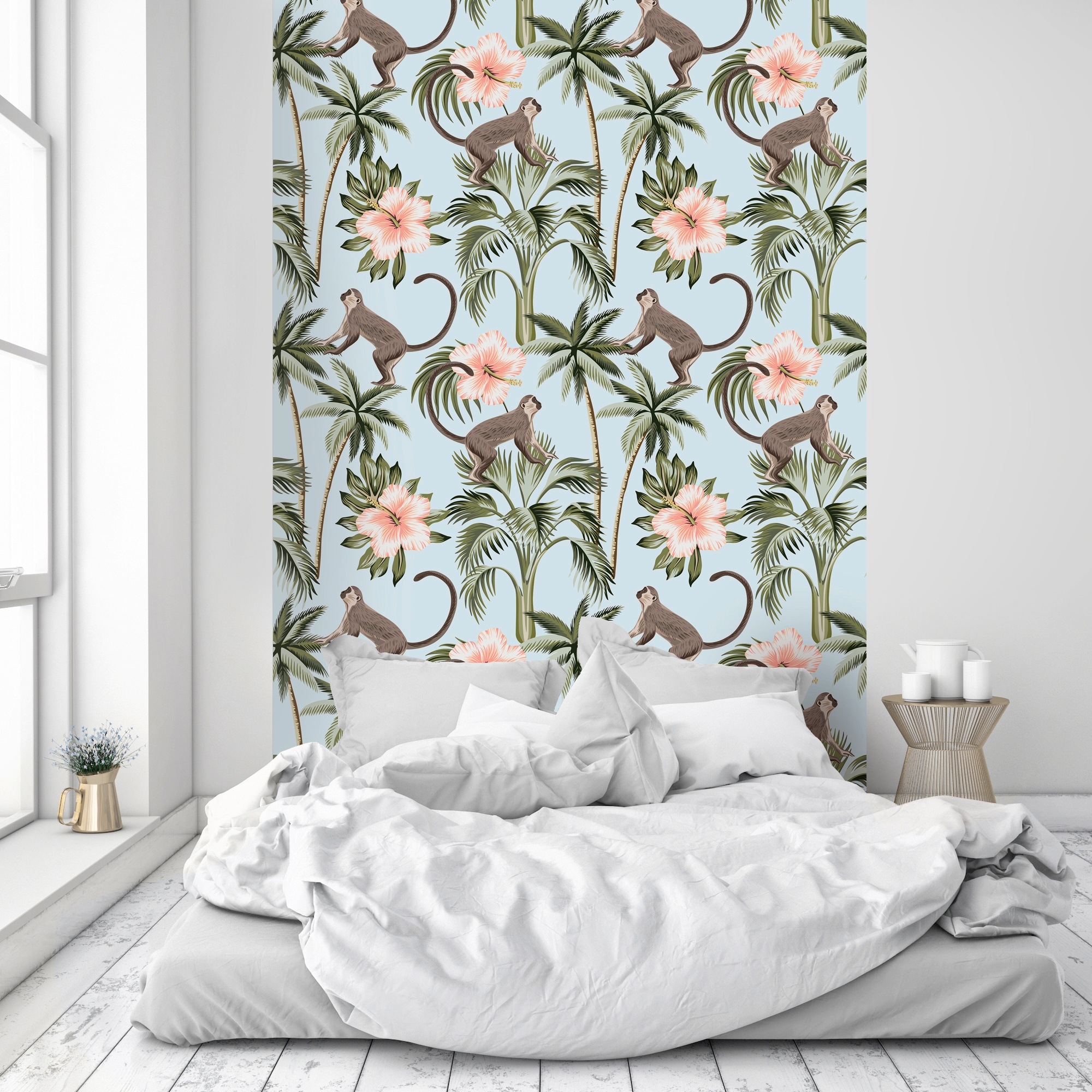queence Vinyltapete »Madlen«, bedruckt-Motiv-botanisch-floral-gemustert-natürlich, 90x250cm, selbstklebend, kinderleichte Anbringung, Sticker