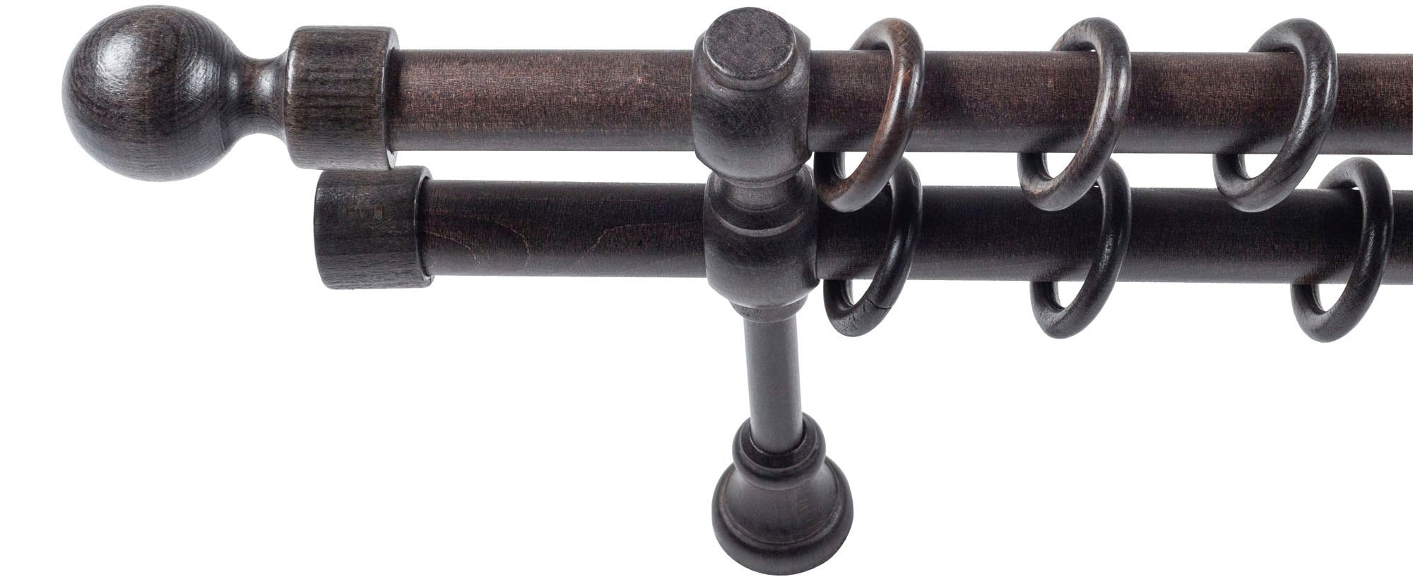 Thumbnail - SN DECO GROUP Gardinenstange "Giro" 2 läufig-läufig Fixmaß 28 mm, Holz, verschiedene Längen und Farben, Komplettset