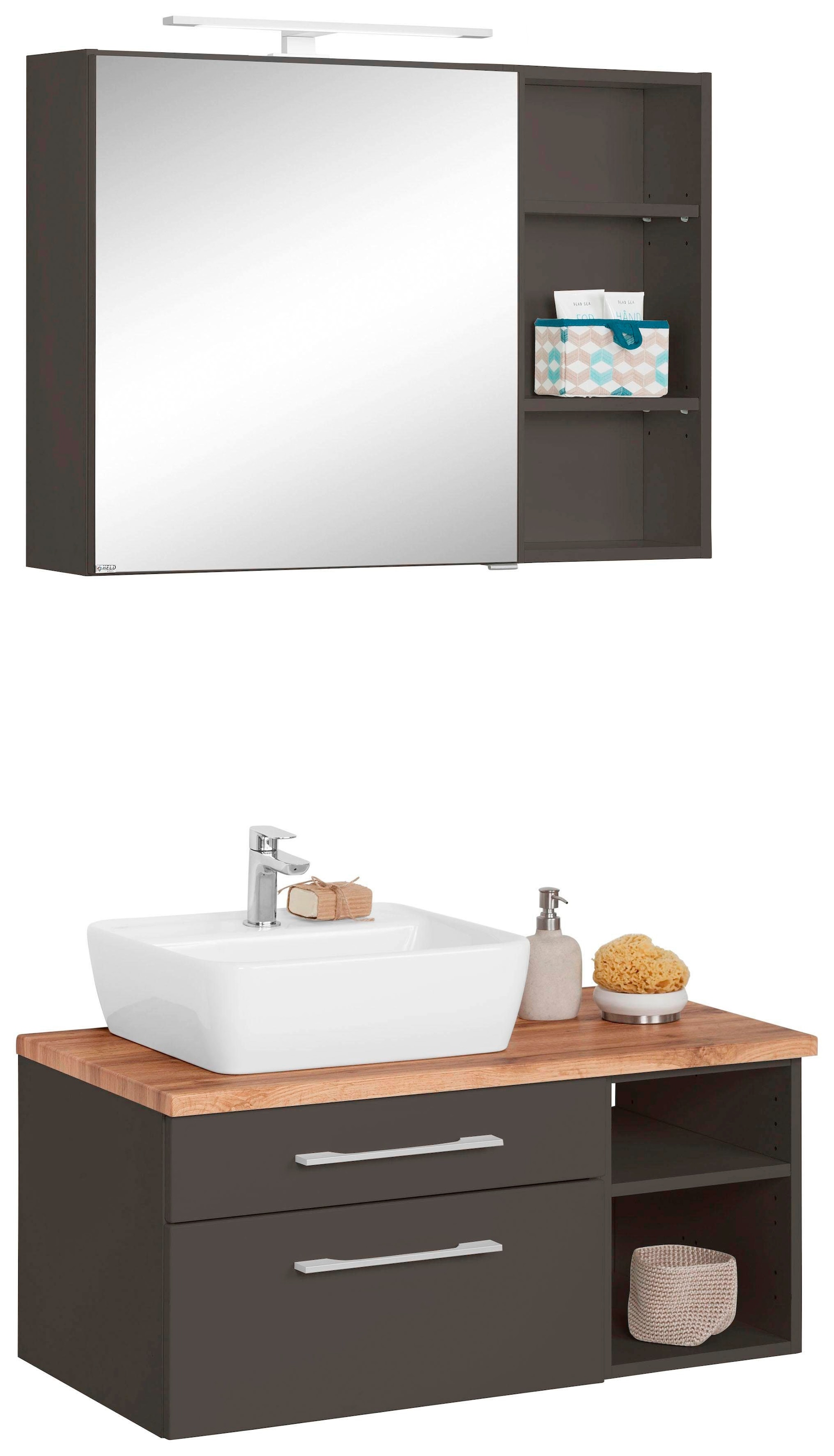 welltime Badmöbel-Set "Davos" 3 Stk. tlg. Spiegelschrank, Regal und Waschti günstig online kaufen