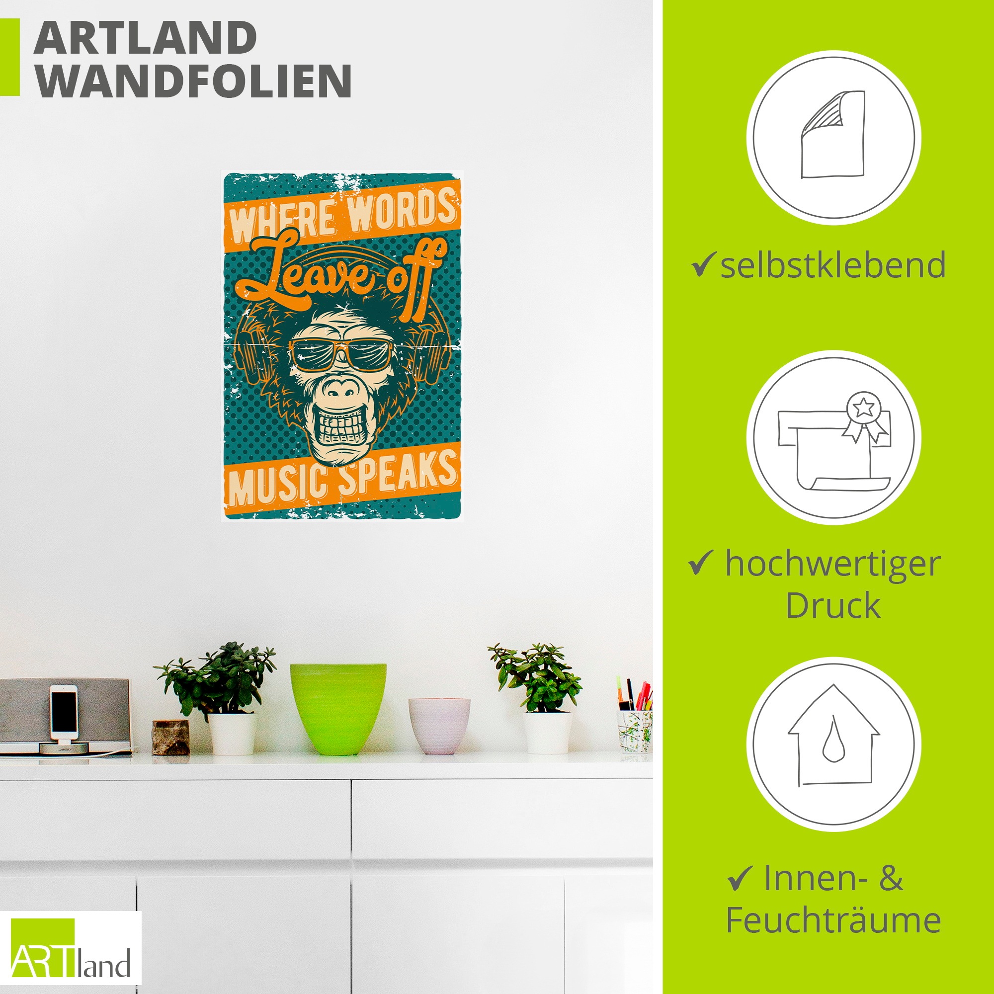 Artland Wandbild »Musik spricht« 1 Stk. tlg. als Alubild, Leinwandbild, Poster, Wandaufkleber in verschied. Größen