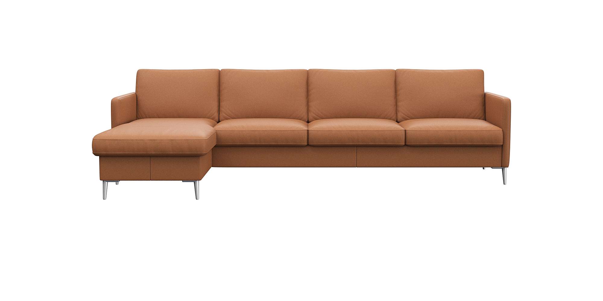 FLEXLUX Ecksofa "Fiore, super Sitzkomfort durch Kaltschaum im Sitz, L-Form" schmale Armlehnen, Füße Alu
