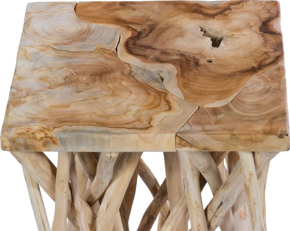 Kayoom Beistelltisch »Radix 225, hochwertiges Teakholz, Natur-Design«, (1 St.), Hochwertiges Teakholz, stabile Bauweise, detailreiche Handarbeit