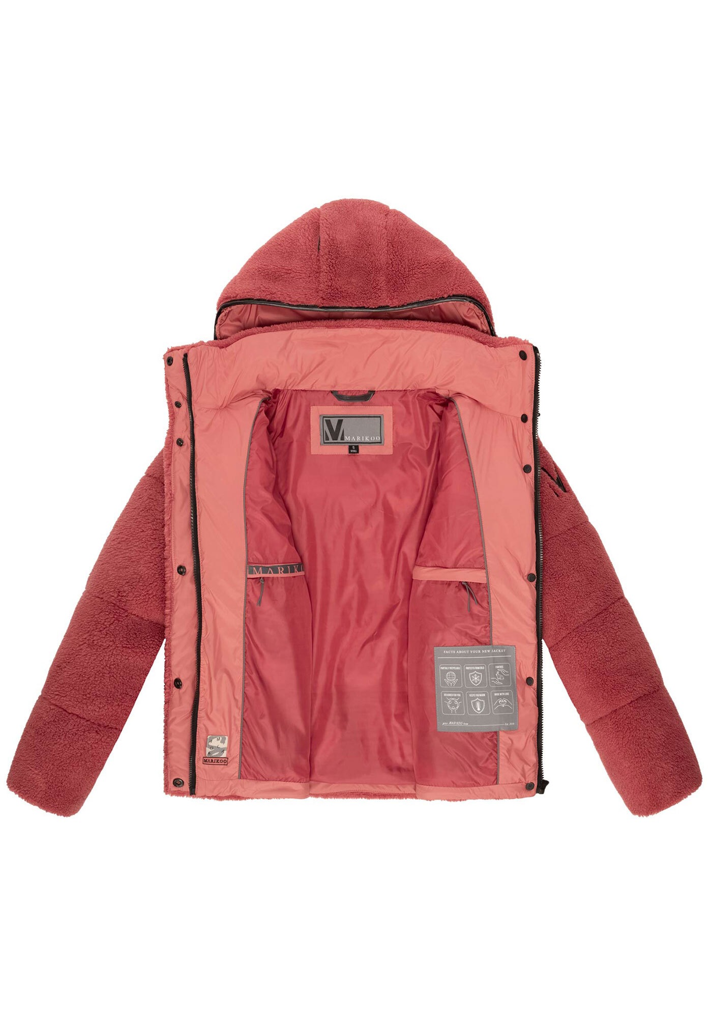 Marikoo Winterjacke "Kaguraa" warme Teddyfell Sherpa Jacke