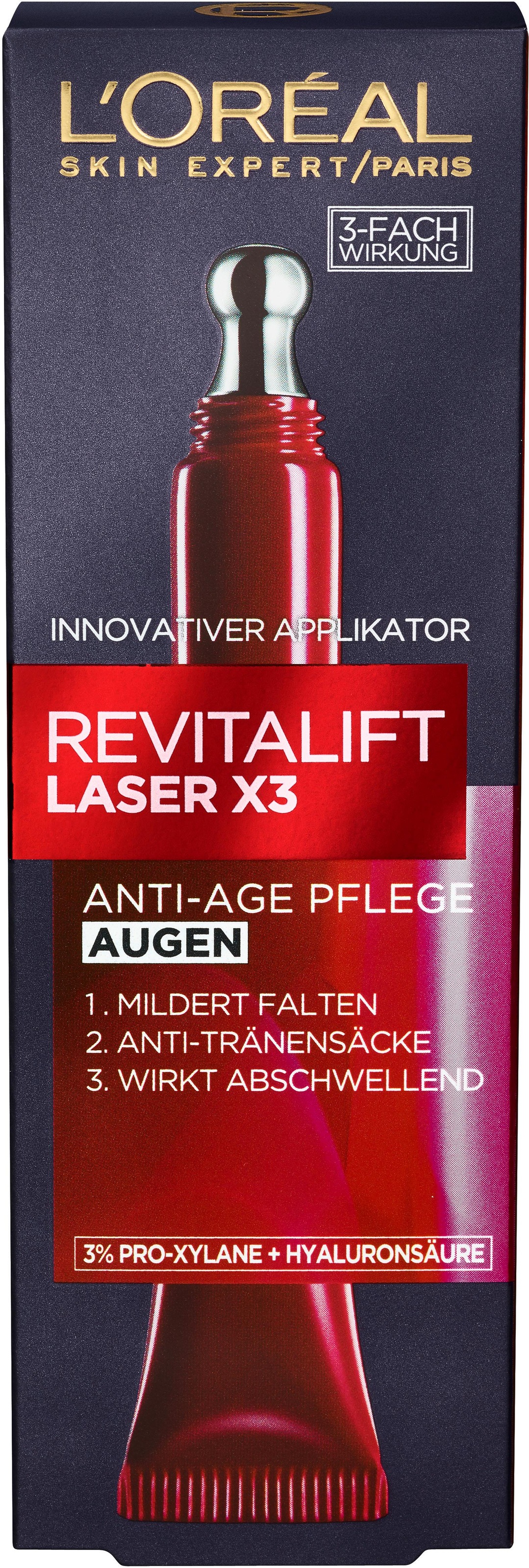 L'ORÉAL PARIS Augencreme »RevitaLift Laser X3 Anti-Age Pflege«, mit wertvollen Pflegestoffen