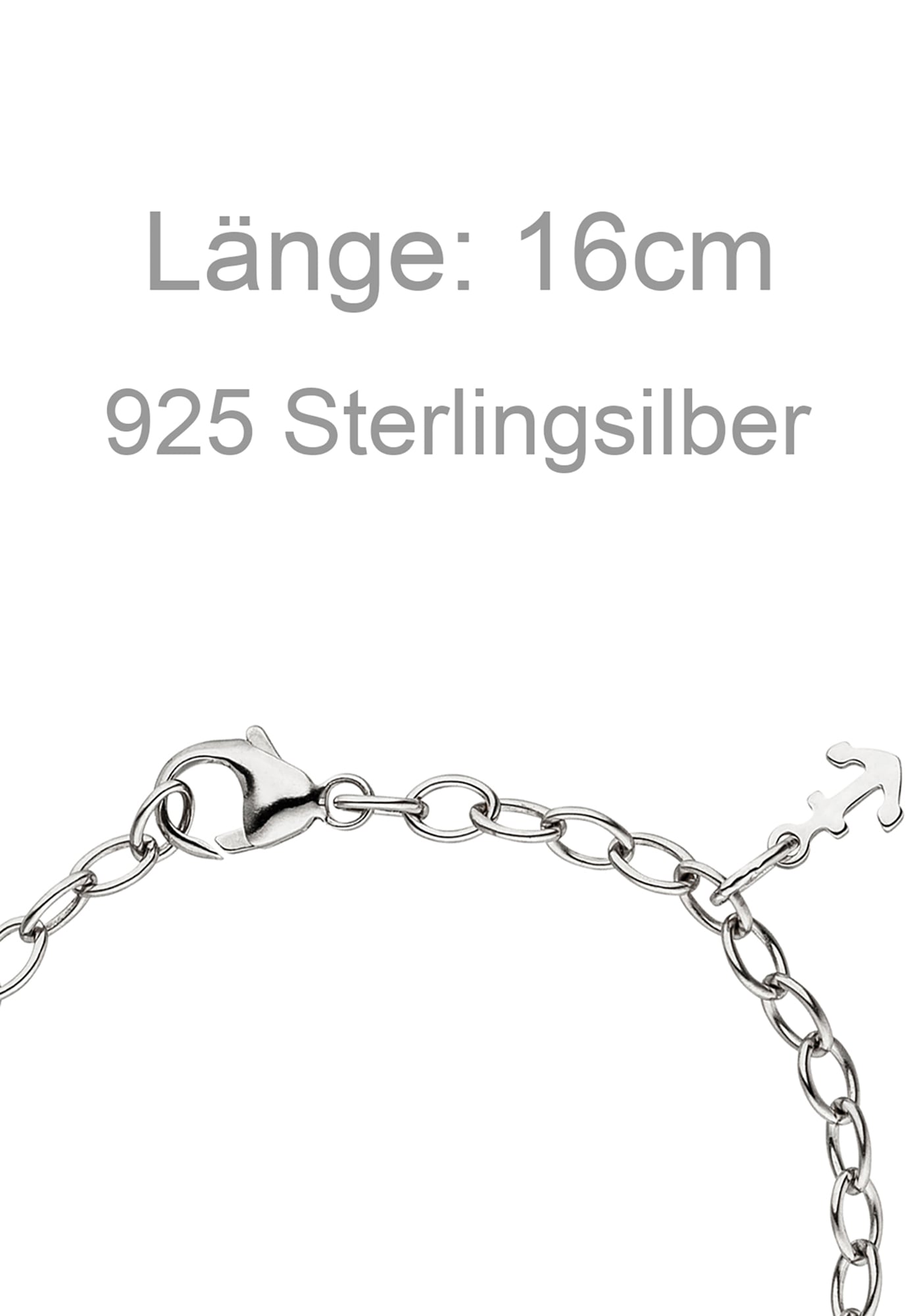 JOBO Armband »Kinderarmband Glaube Liebe Hoffnung« 925 Silber rhodiniert 16 cm