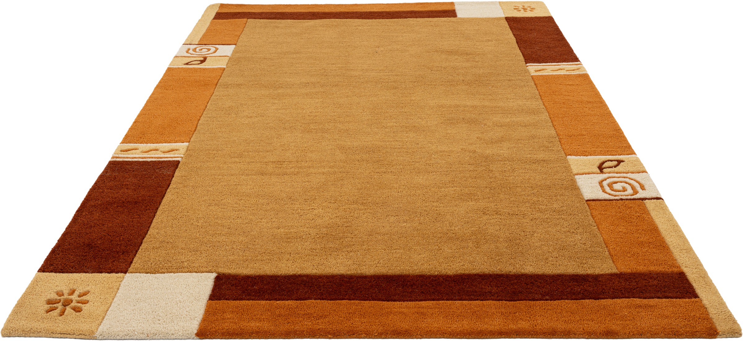 THEKO Wollteppich "Tromso, Wolle, Handgefertigt, Bordüre mit Hoch-Tief-Effe günstig online kaufen