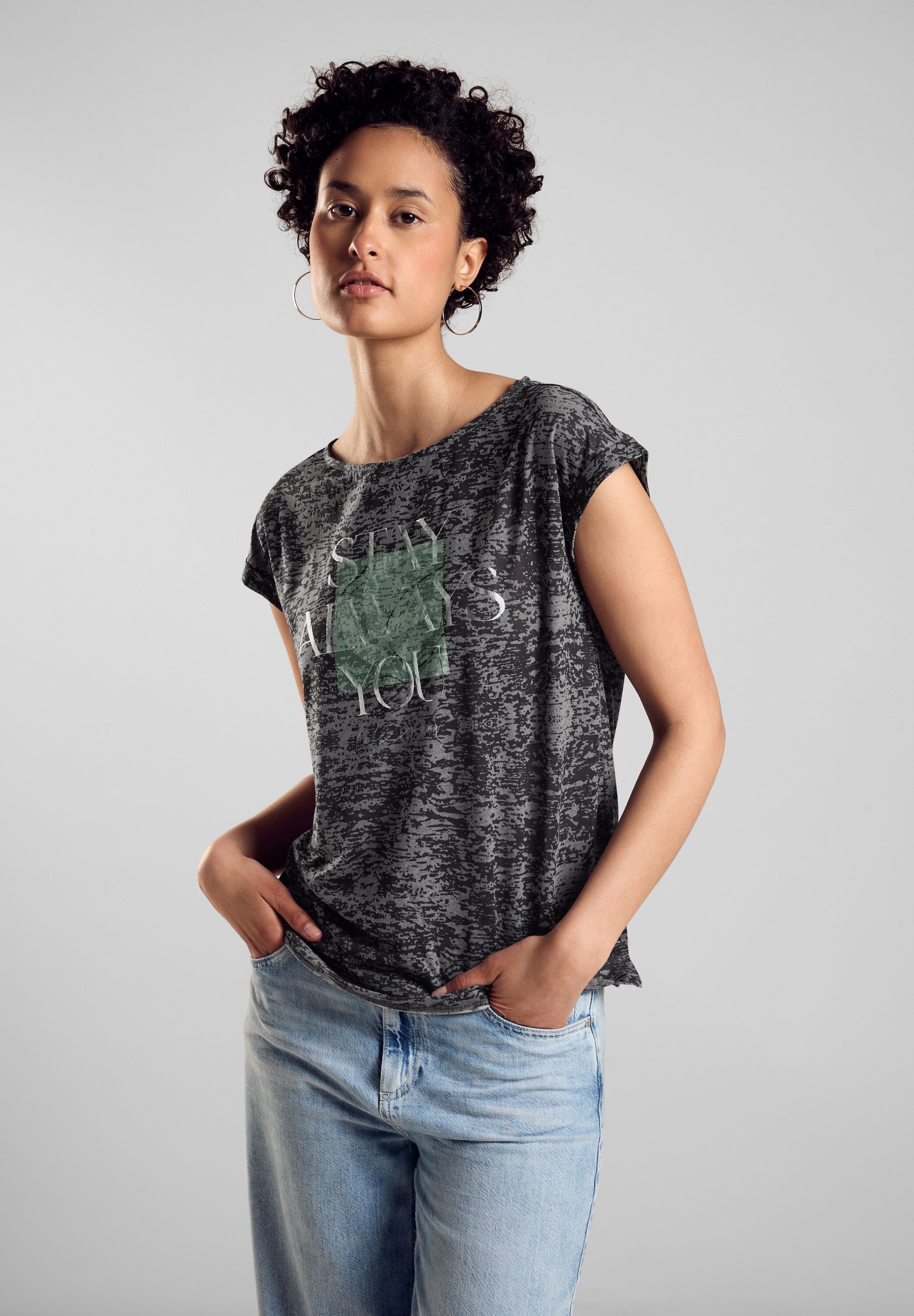 STREET ONE Shirttop, mit Burn Out-Print