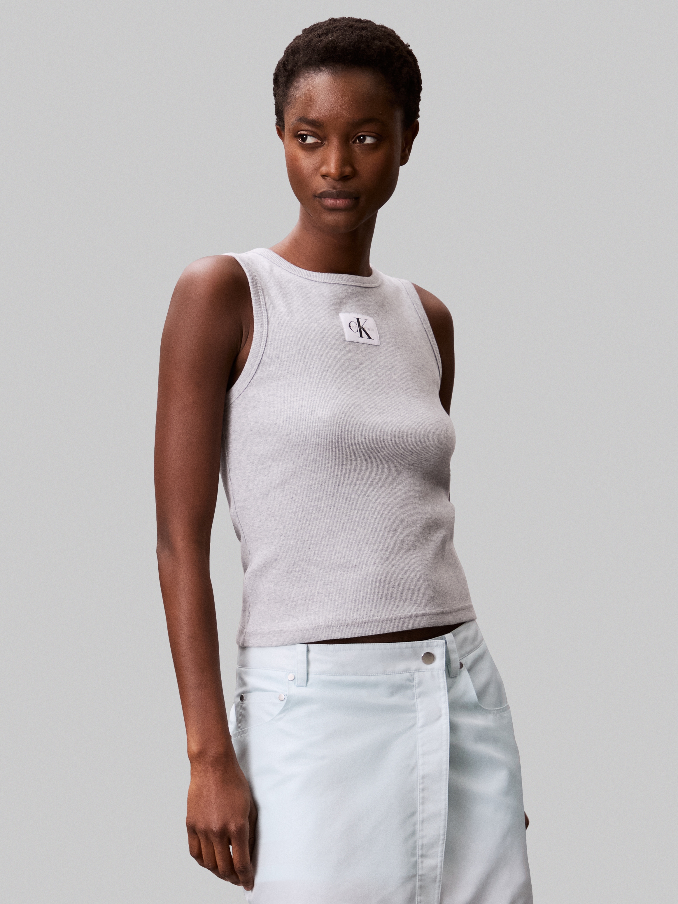 Calvin Klein Jeans Tanktop "A - WVN LBL 2X2 CTTN", Mit Rundhalsausschnitt günstig online kaufen