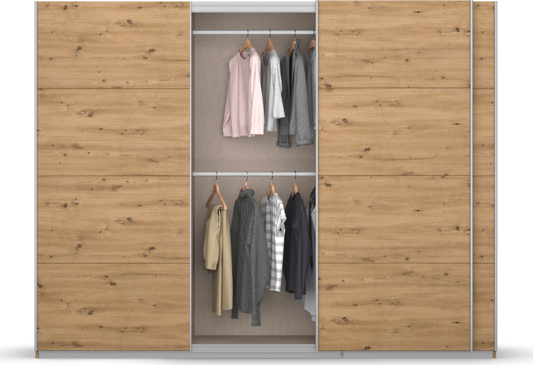 rauch Schwebetürenschrank »Kleiderschrank Schrank Garderobe KOLUNA mit Dekor-Front«, inkl. 2 Innenschubladen sowie extra Einlegeböden MADE IN GERMANY