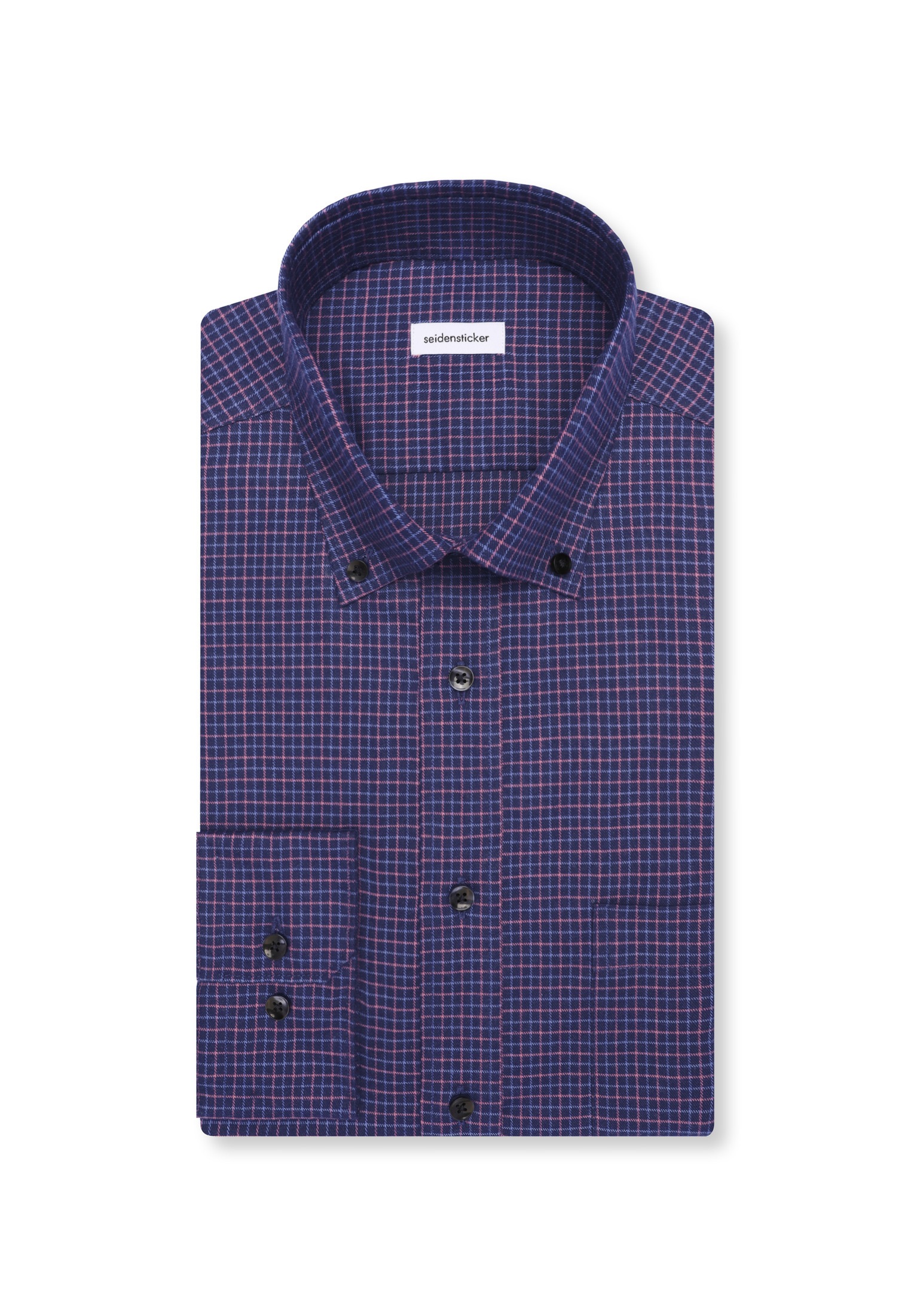 seidensticker Flanellhemd »Schwarze Rose« Comfort 1/1 Button-Down-Kragen Karo