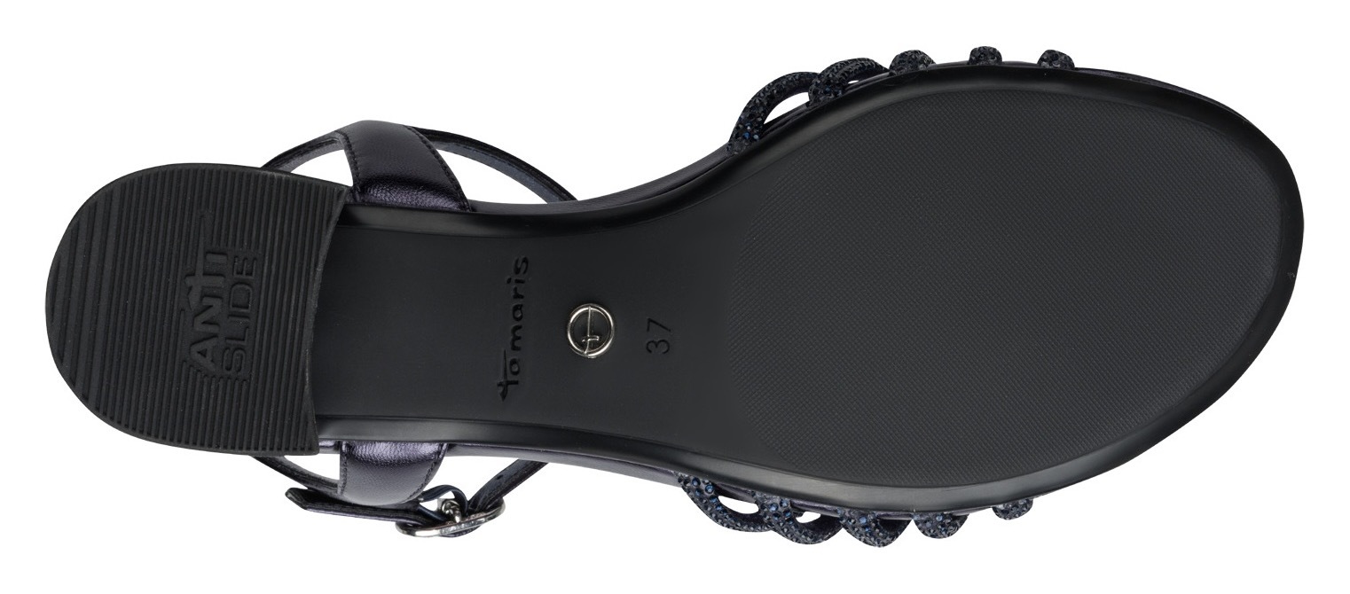 Tamaris Sandalette  , Blockabsatz, Festtagsschuh, Abendschuh mit funkelnden Schmucksteinen