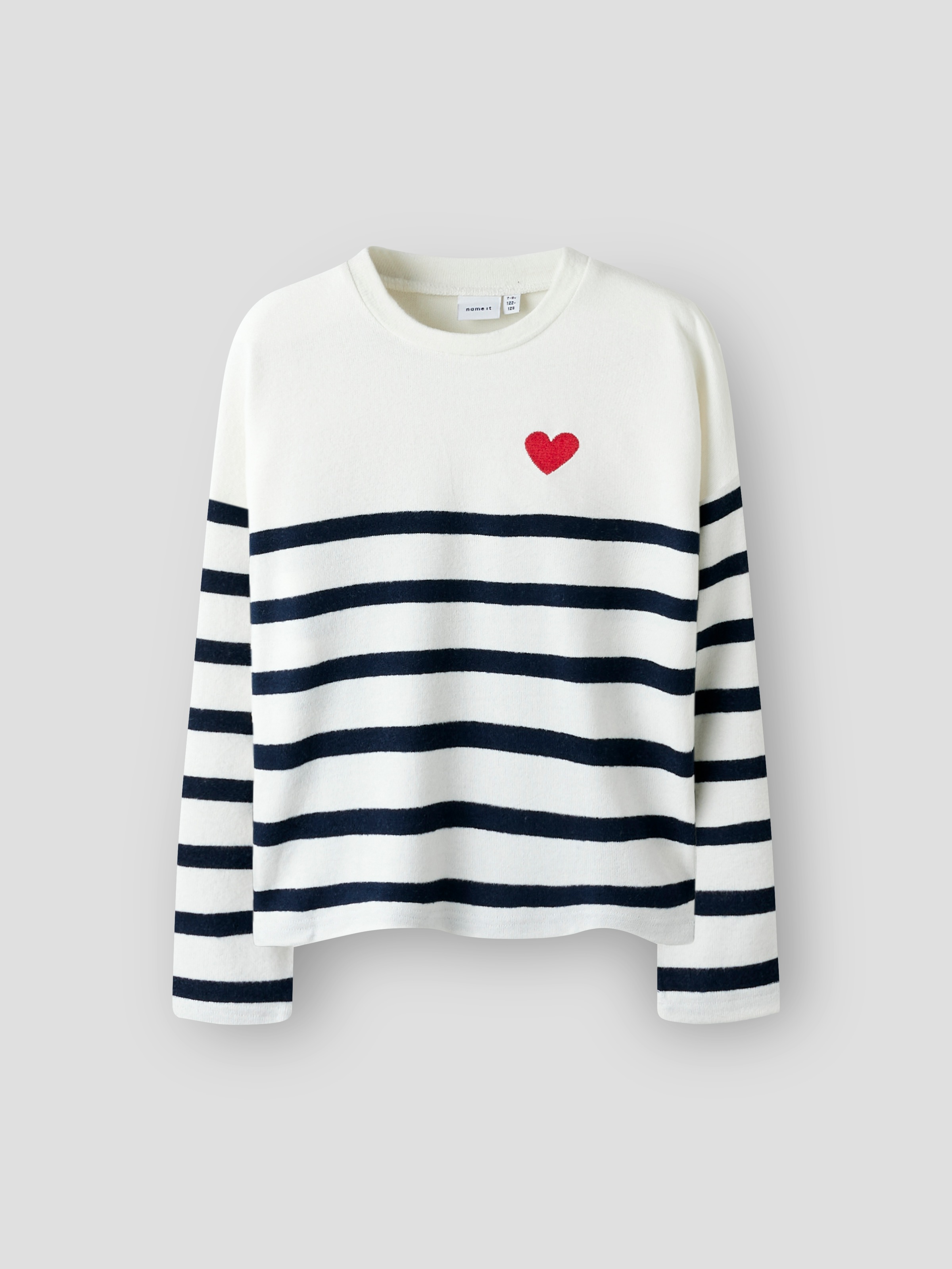 NAME IT Mädchen Strickpullover "NKFLINE LS KNIT PS NOOS", rot, Gr. 116, gestreift, Strick, Obermaterial: 80% Viskose, 16% Polyester, 4% Elasthan,