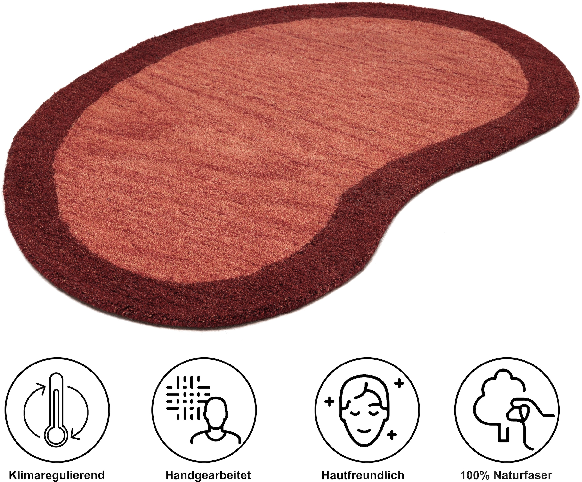 THEKO Wollteppich »Gabbeh Super, Handweb, Teppich, Bordüre, reine Wolle« oval 9 mm Höhe Schlafzimmer, Wohnzimmer, Esszimmer, auch als Läufer, eckig  oder rund