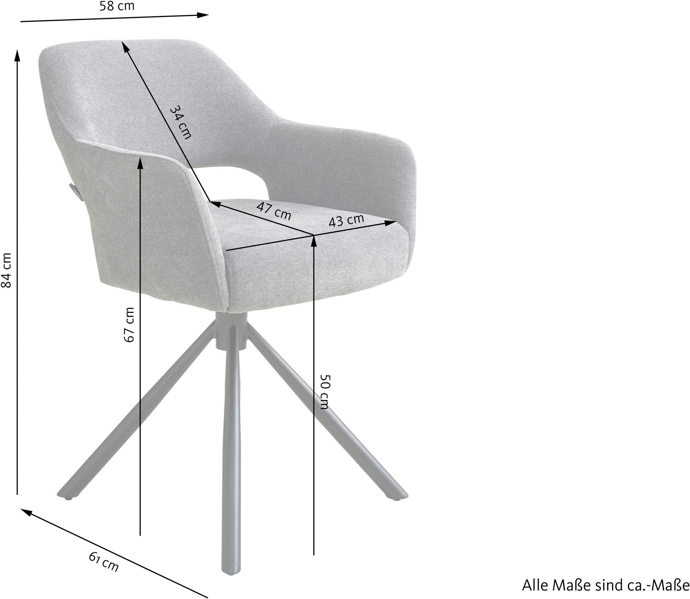 SCHÖNER WOHNEN-Kollektion Esszimmerstuhl »STAVANGER, 360° drehbar mit Rückholfunktion« (Set) 2 Stk.mit Taschenfederkern, Bezug Webstoff, Untergestell pulverbeschichtet