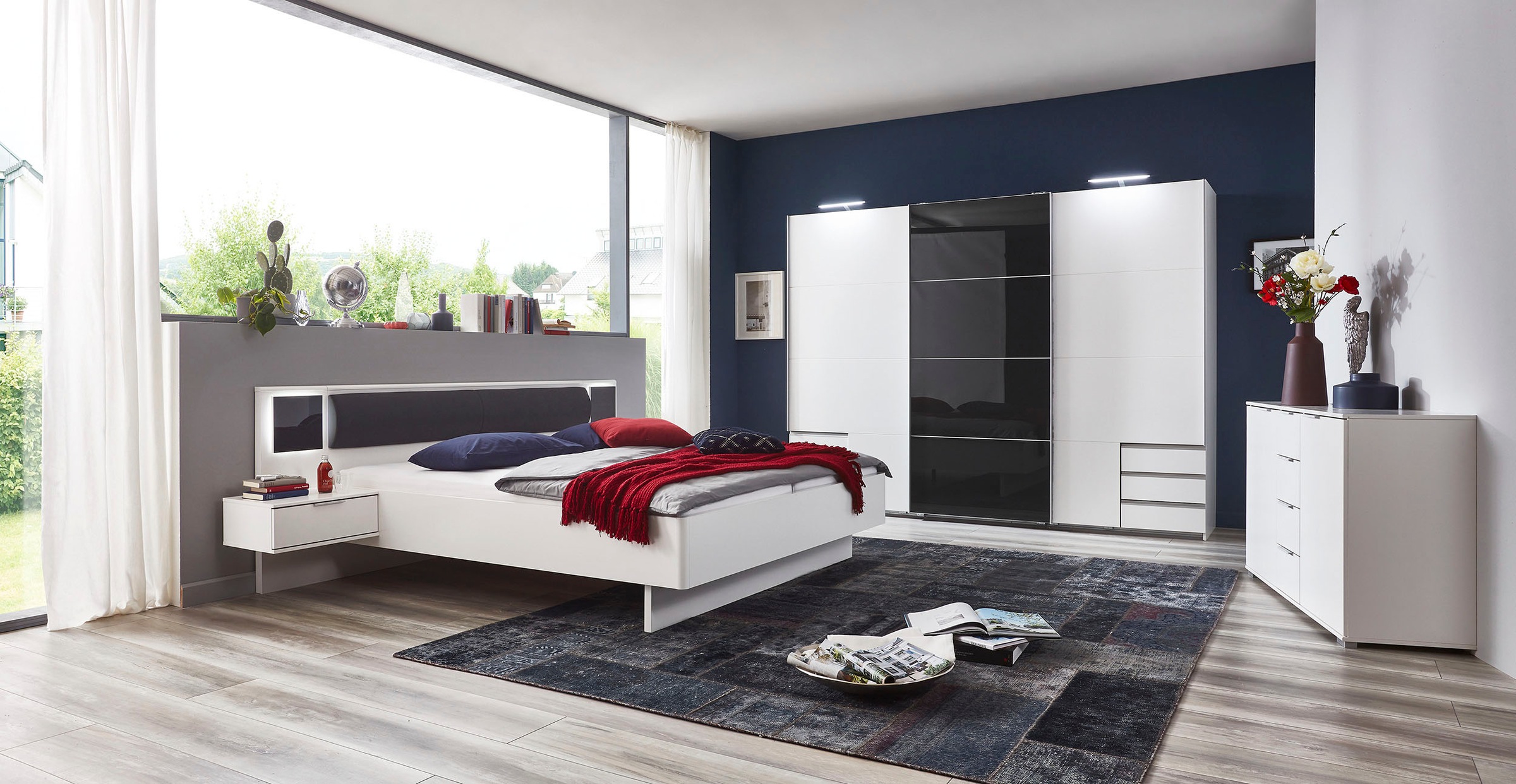 Wimex Schwebetürenschrank "Valencia" mit Glaselementen und Schubkästen günstig online kaufen