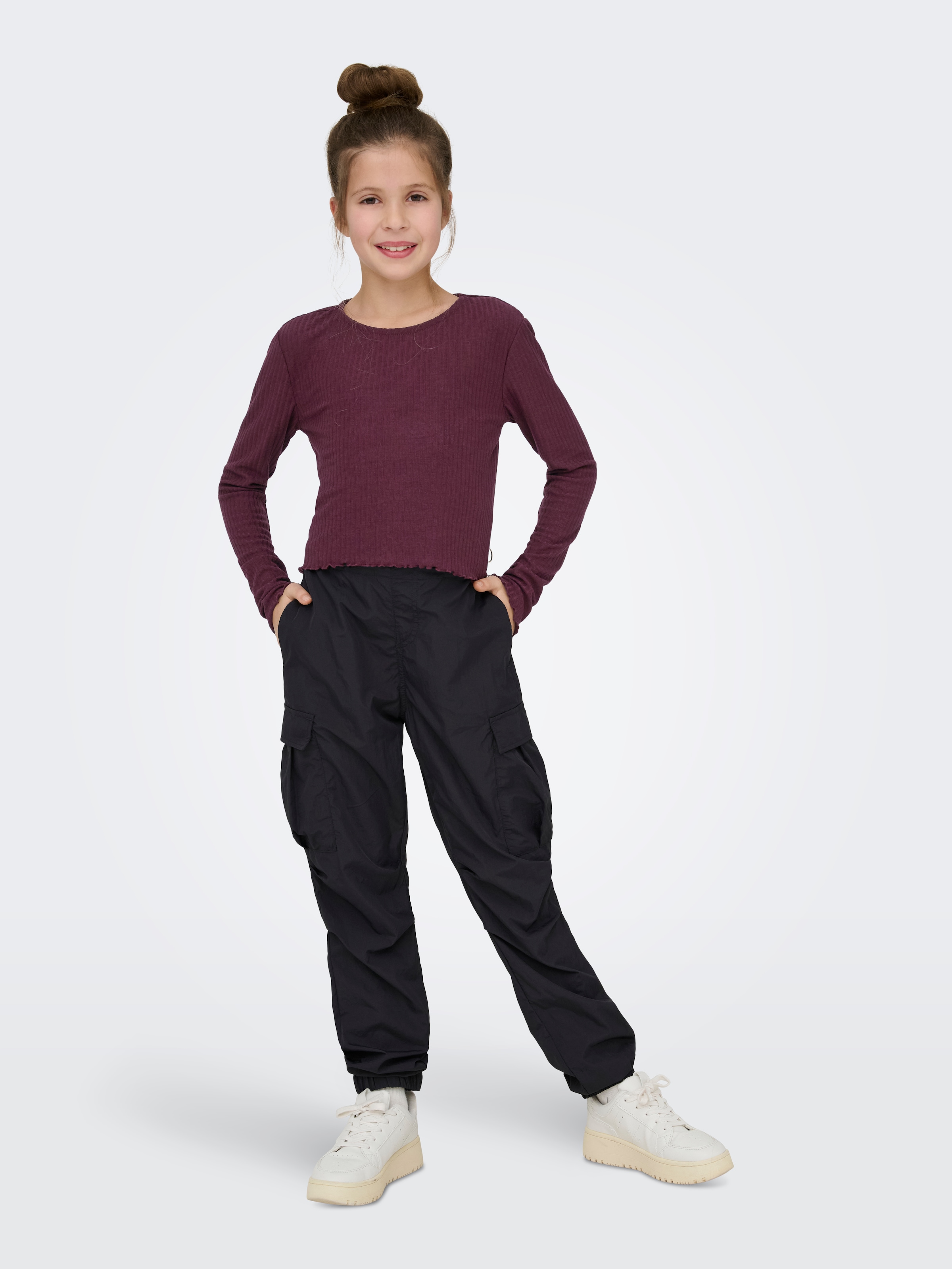 KIDS ONLY Langarmshirt »KOGNELLA L/S O-NECK TOP JRS NOOS« Materialmix