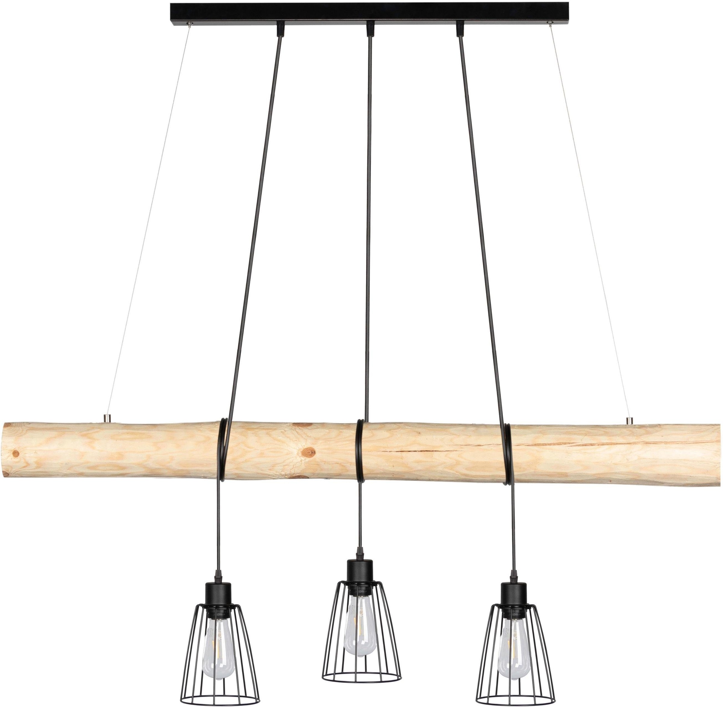 SPOT Light Pendelleuchte TRABO, E27, Hängeleuchte, mit Massivholzbalken Ø 8-12 cm, Naturprodukt mit FSC-zertifikat, Kürzbar, passende LM E27, Made in Europe