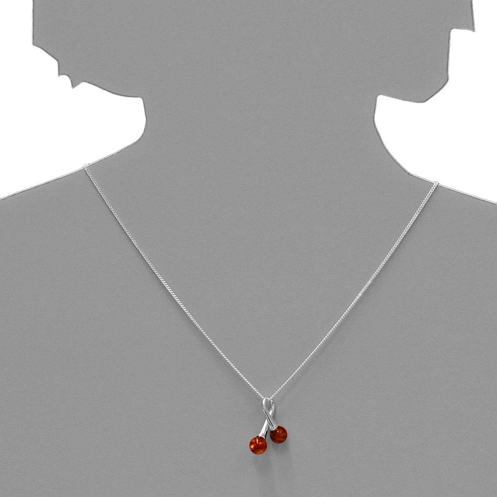 OSTSEE-SCHMUCK Kette mit Anhänger »- Doppelkelch - Silber 925/000 - Bernstein«