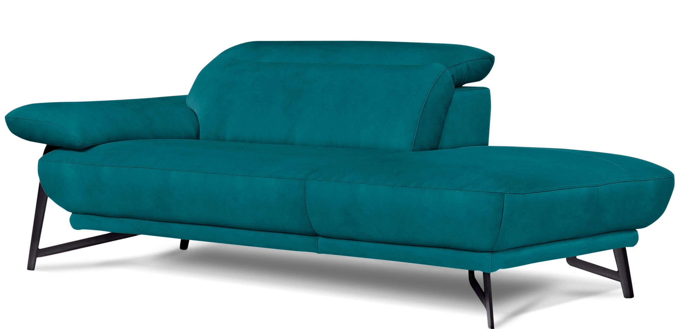 Egoitaliano Ottomane »Anais, erstklassiges Designsofa, Breite 179 cm, Fußfarbe schattengrau«, Kopfteil verstellbar, Luxus-Microfaser, blaurün
