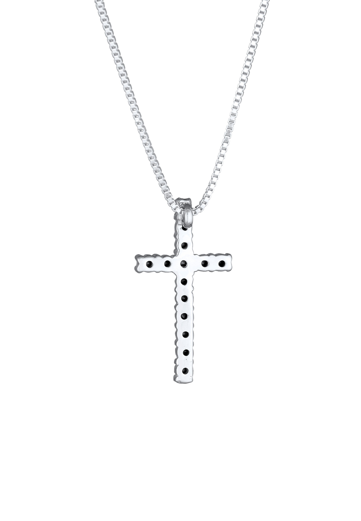 Kuzzoi Lange Kette »Halskette Kreuz Kristalle Religion 925 Silber«