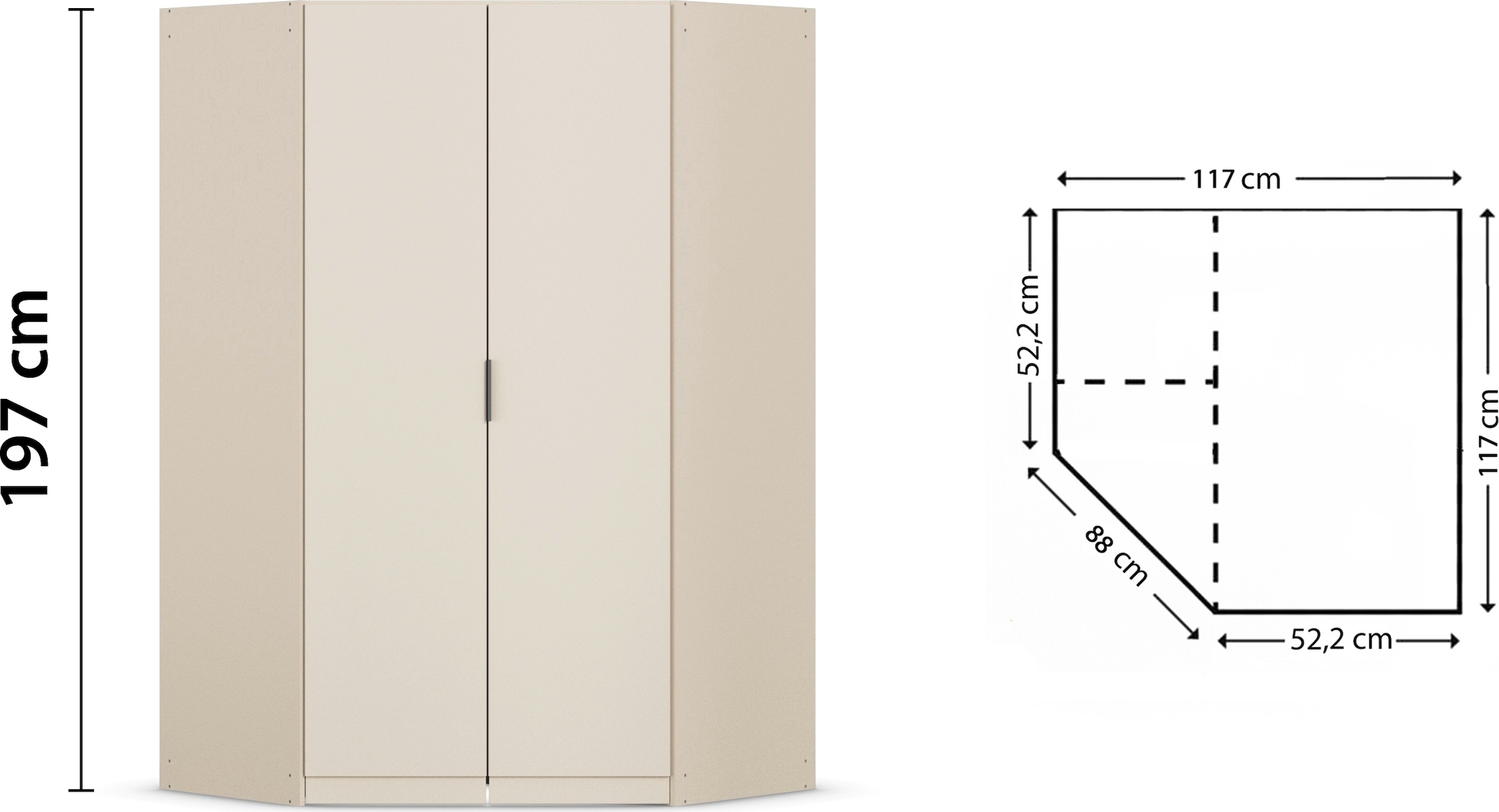 rauch Kleiderschrank »Eckschrank Schrank Ankleidezimmer Schlafzimmer Garderobe LAGOA« voll ausgestattet viel Stauraum, optional mit Aufsatz MADE IN GERMANY